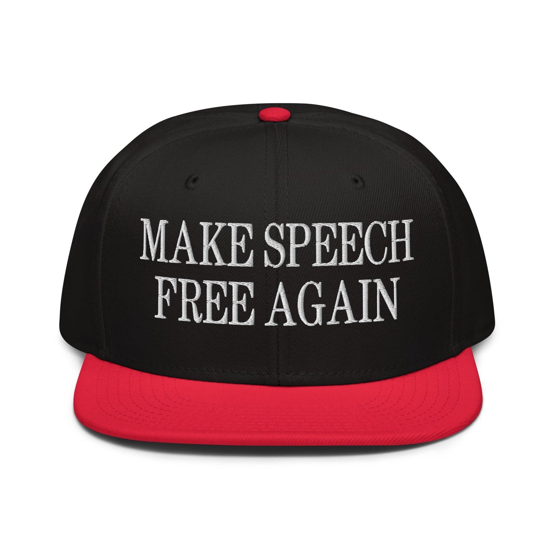 Make Speech Free Again High Crown Snapback Hat Red Black Black Capital Crowns LADs Make Again Snapback Hats