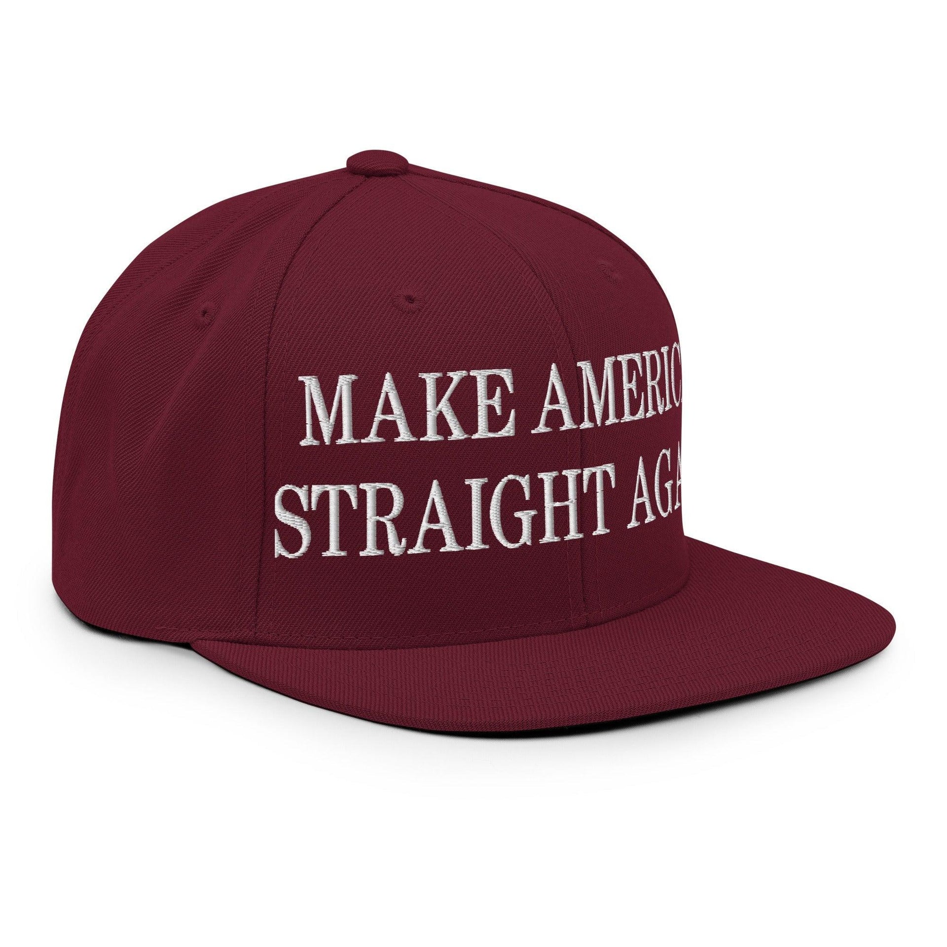 Make Us Straight Again Embroidered Flat Bill Brim Snapback Hat Capital Crowns Make Again
