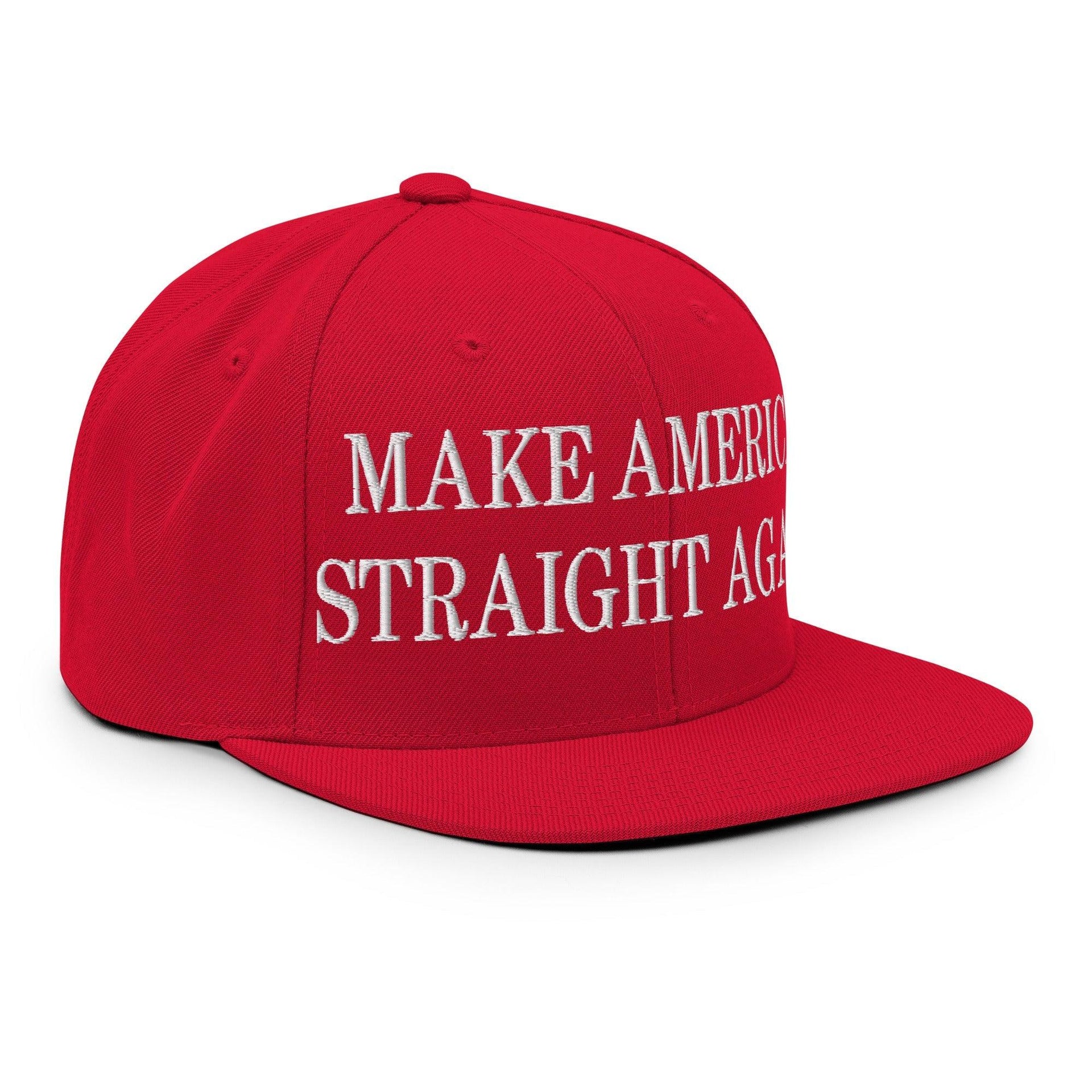 Make Us Straight Again Embroidered Flat Bill Brim Snapback Hat Capital Crowns Make Again