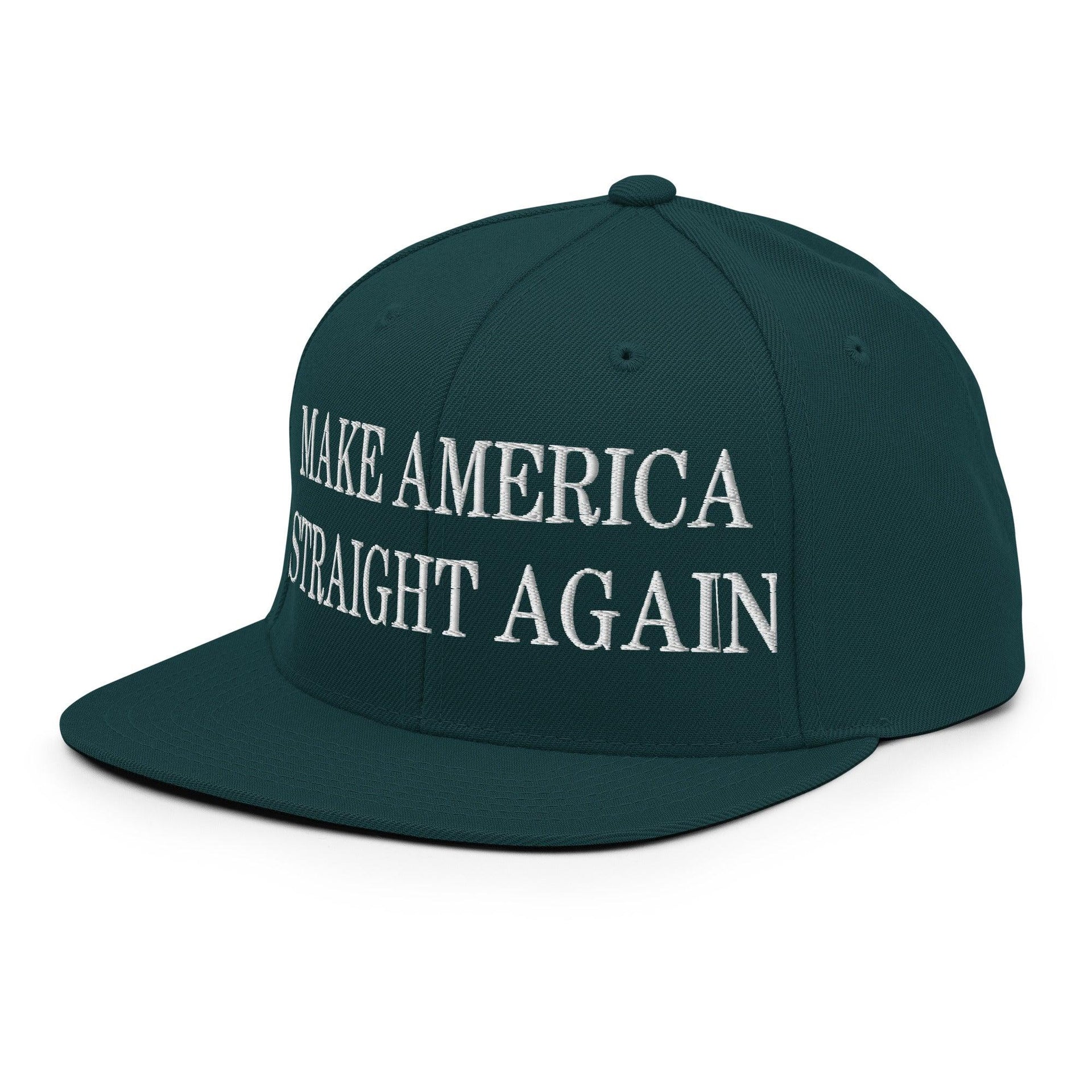 Make Us Straight Again Embroidered Flat Bill Brim Snapback Hat Capital Crowns Make Again