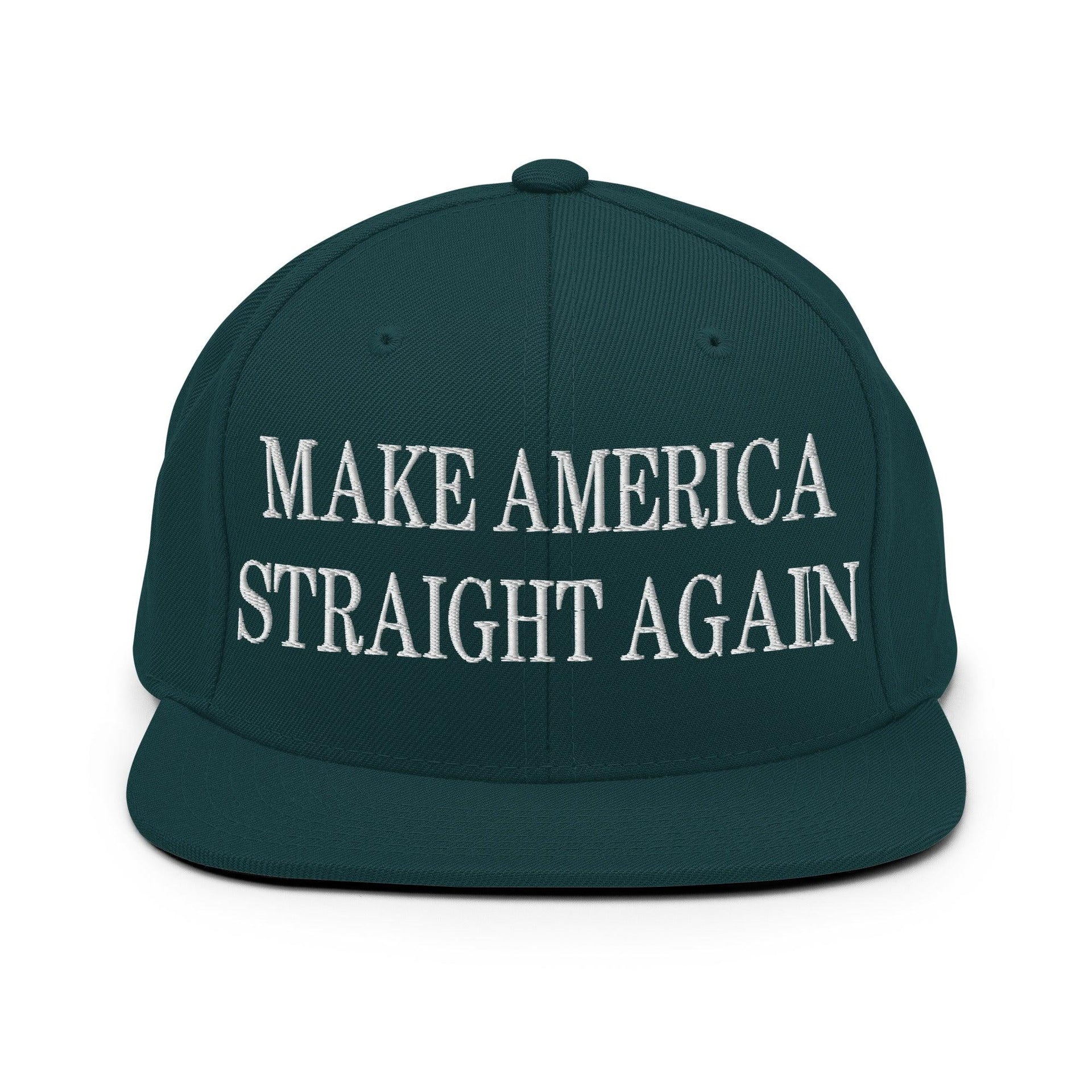 Make Us Straight Again Embroidered Flat Bill Brim Snapback Hat Spruce Capital Crowns Make Again
