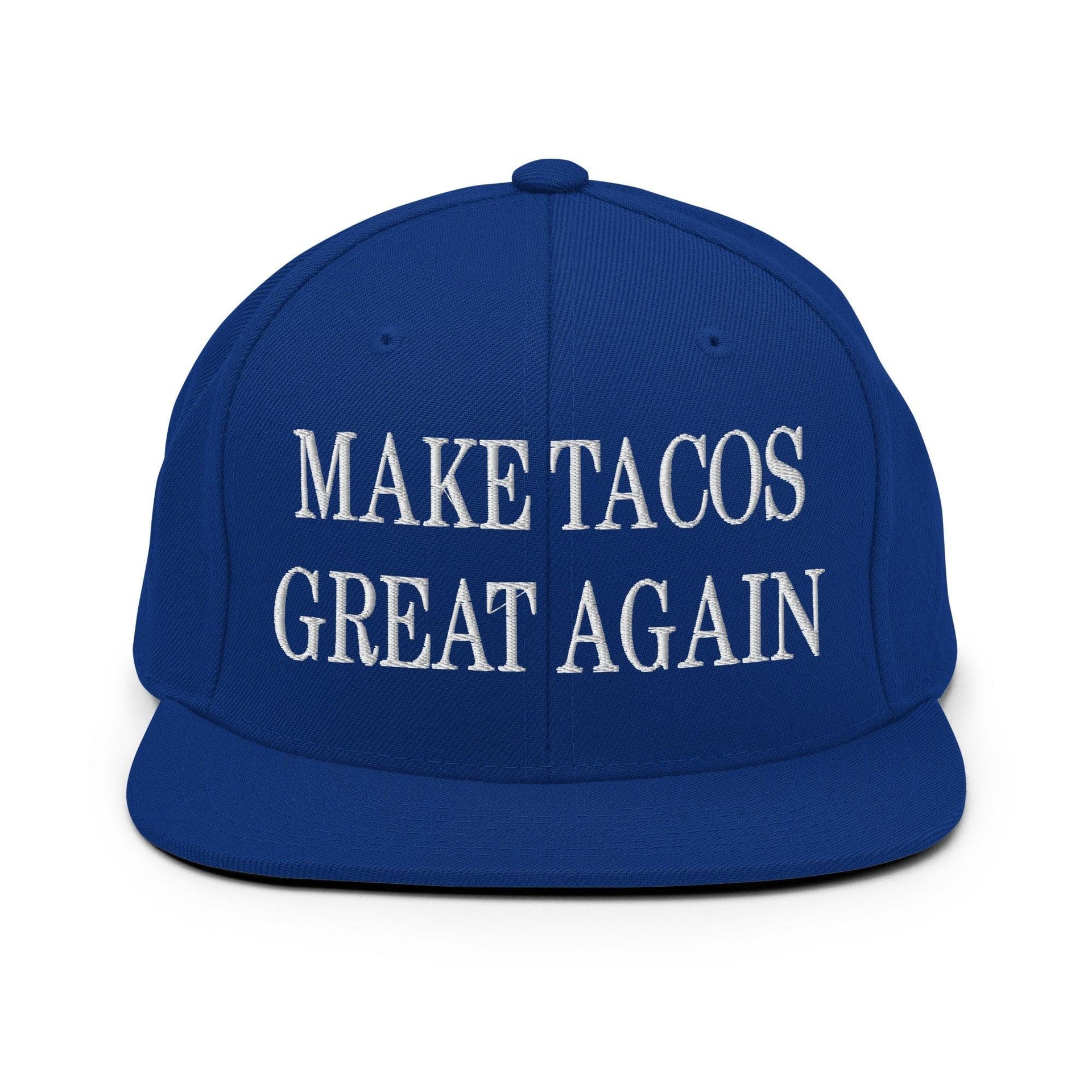 Make Tacos Great Again Embroidered Flat Bill Brim Snapback Hat Royal Blue Capital Crowns LADs Make Again Snapback Hats