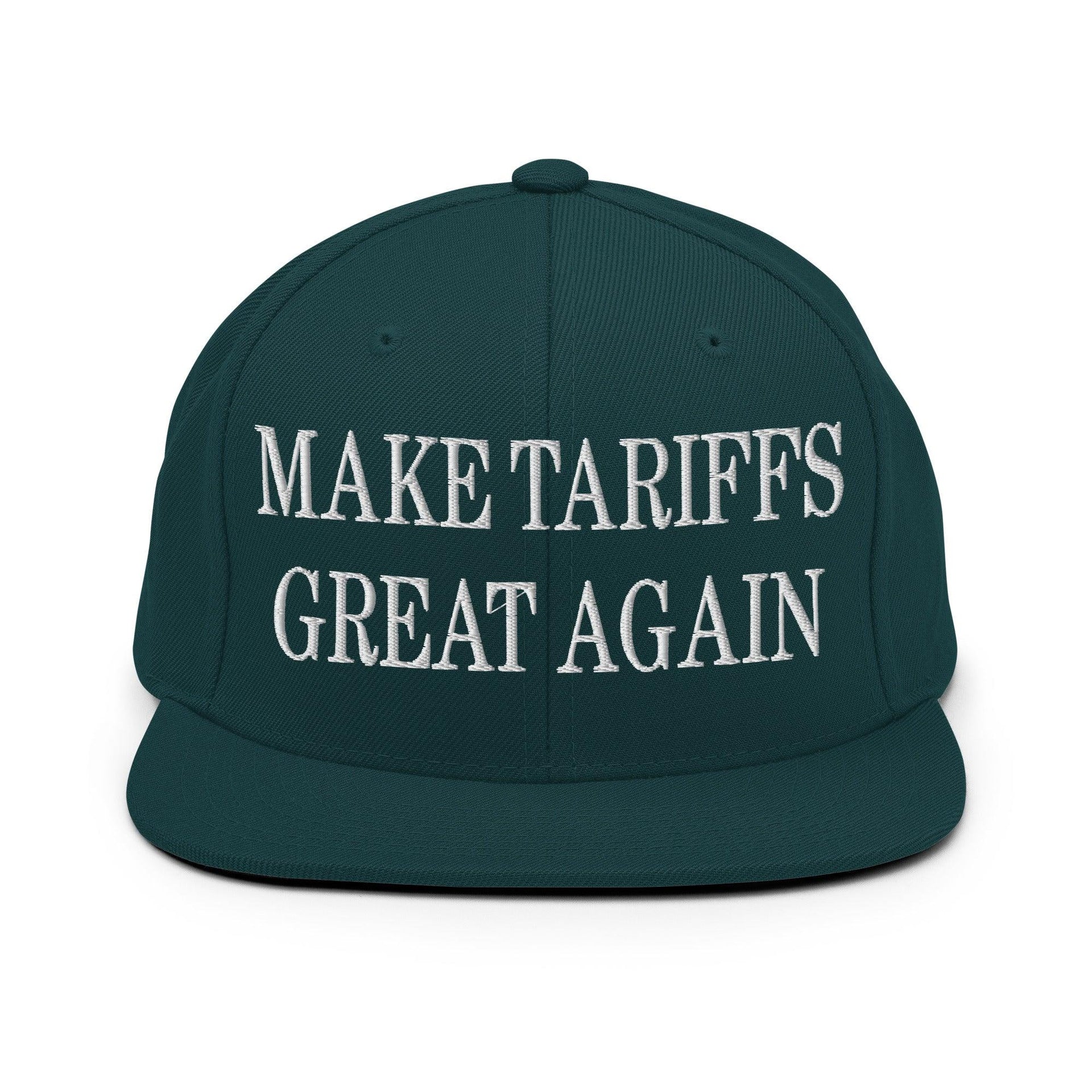Make Tariffs Great Again Embroidered Flat Bill Brim Snapback Hat Spruce Capital Crowns LADs Make Again Snapback Hats