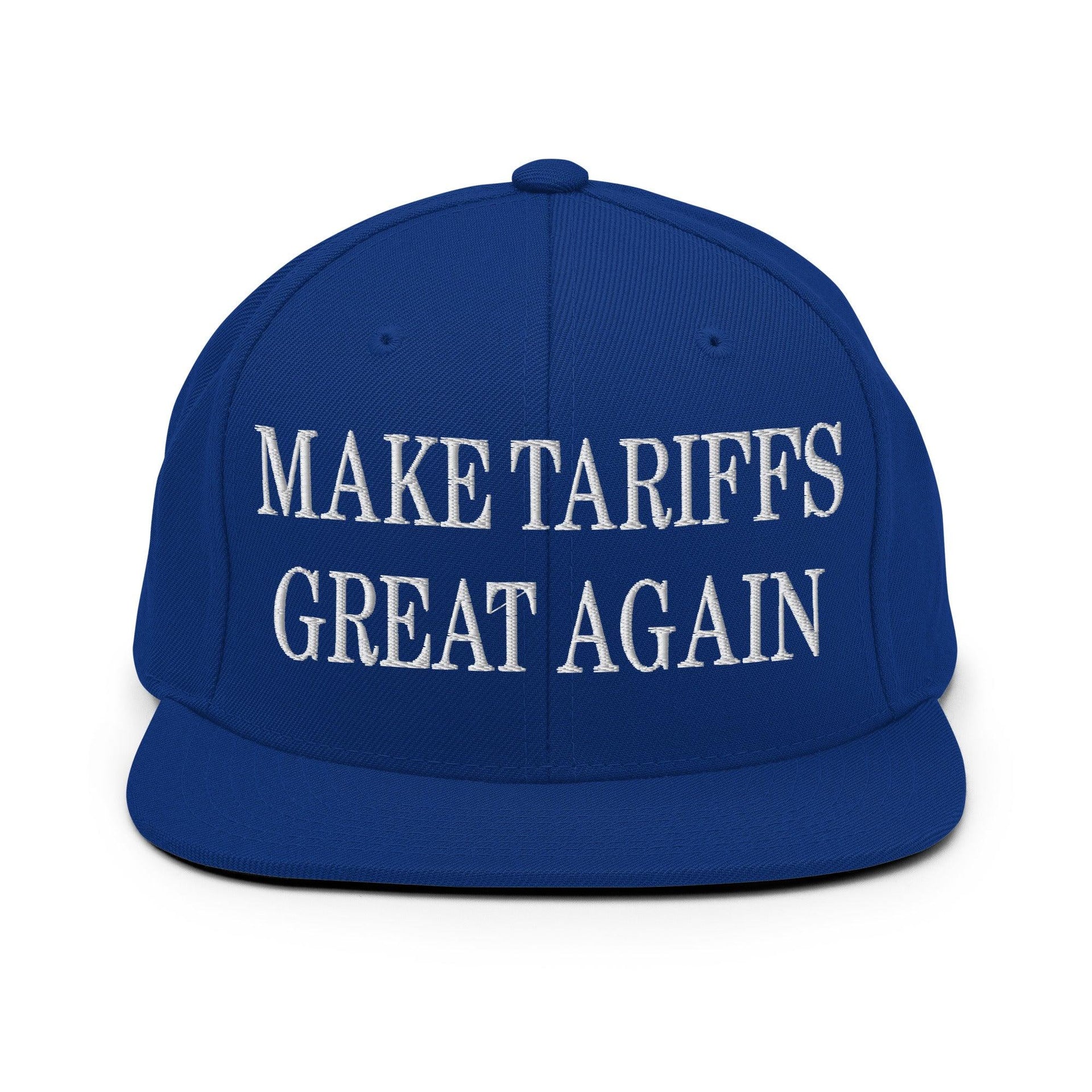 Make Tariffs Great Again Embroidered Flat Bill Brim Snapback Hat Royal Blue Capital Crowns LADs Make Again Snapback Hats