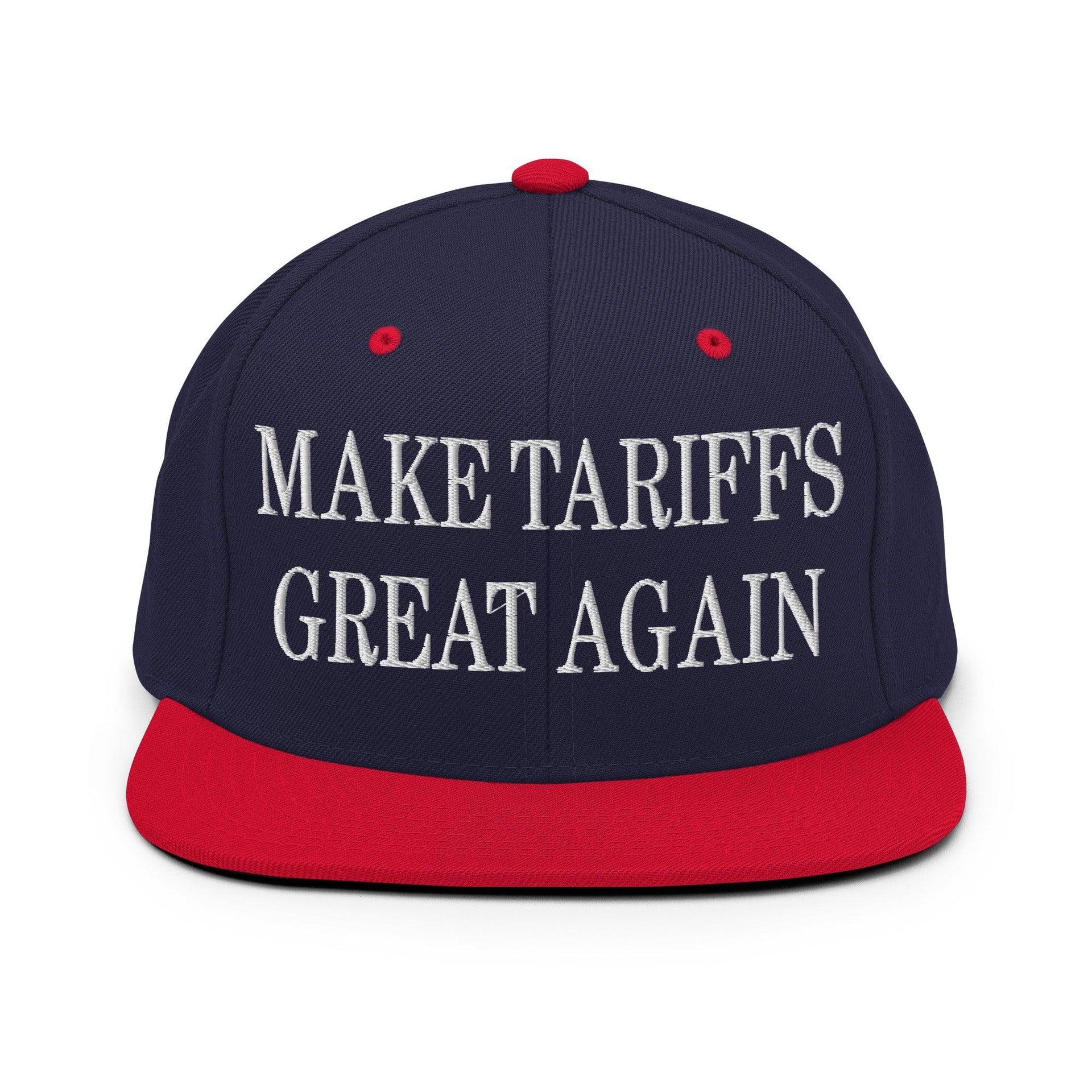 Make Tariffs Great Again Embroidered Flat Bill Brim Snapback Hat Navy Red Capital Crowns LADs Make Again Snapback Hats
