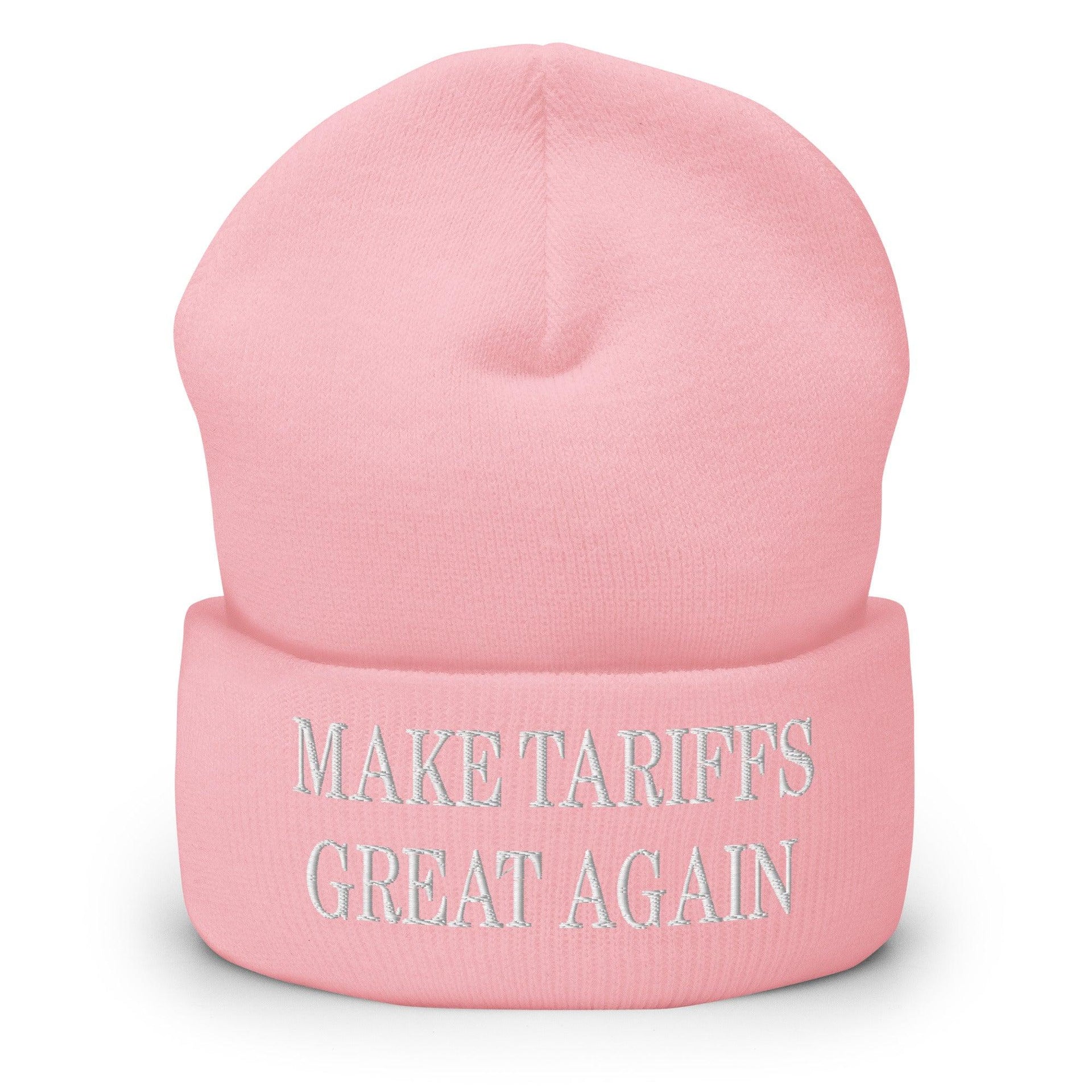 Make Tariffs Great Again Embroidered Knit Cuffed Beanie Baby Pink Beanies Capital Crowns Make Again