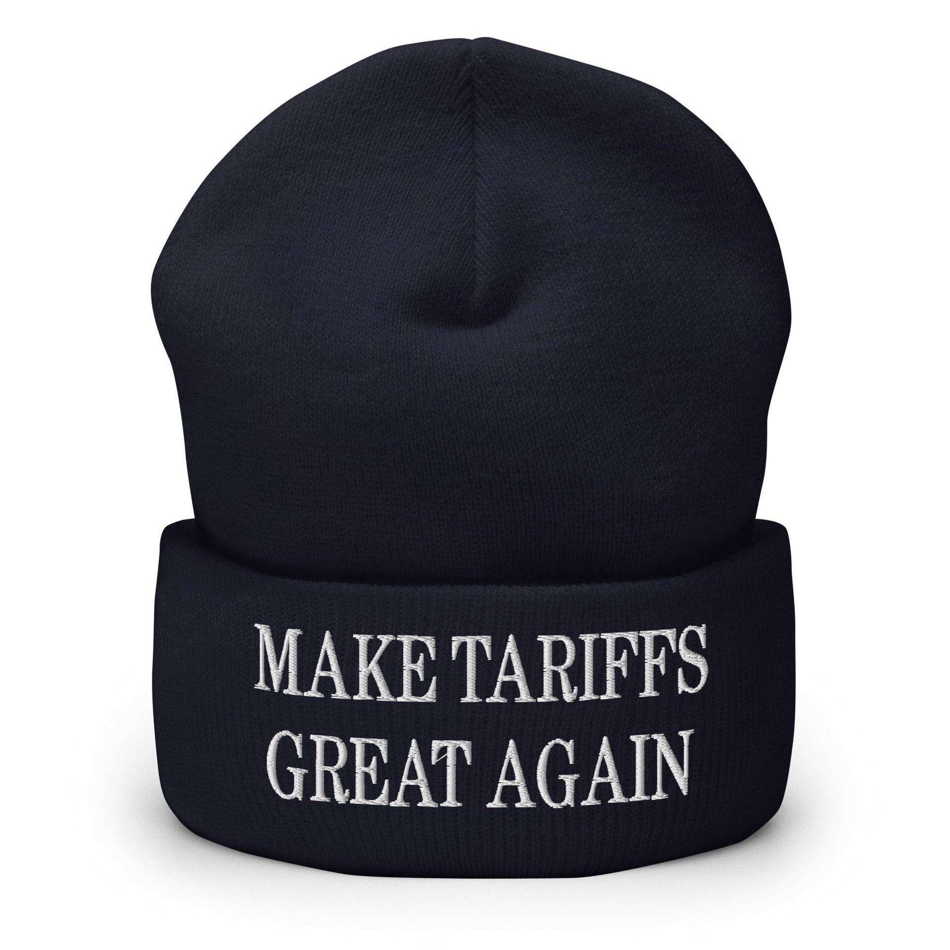 Make Tariffs Great Again Embroidered Knit Cuffed Beanie Navy Beanies Capital Crowns Make Again