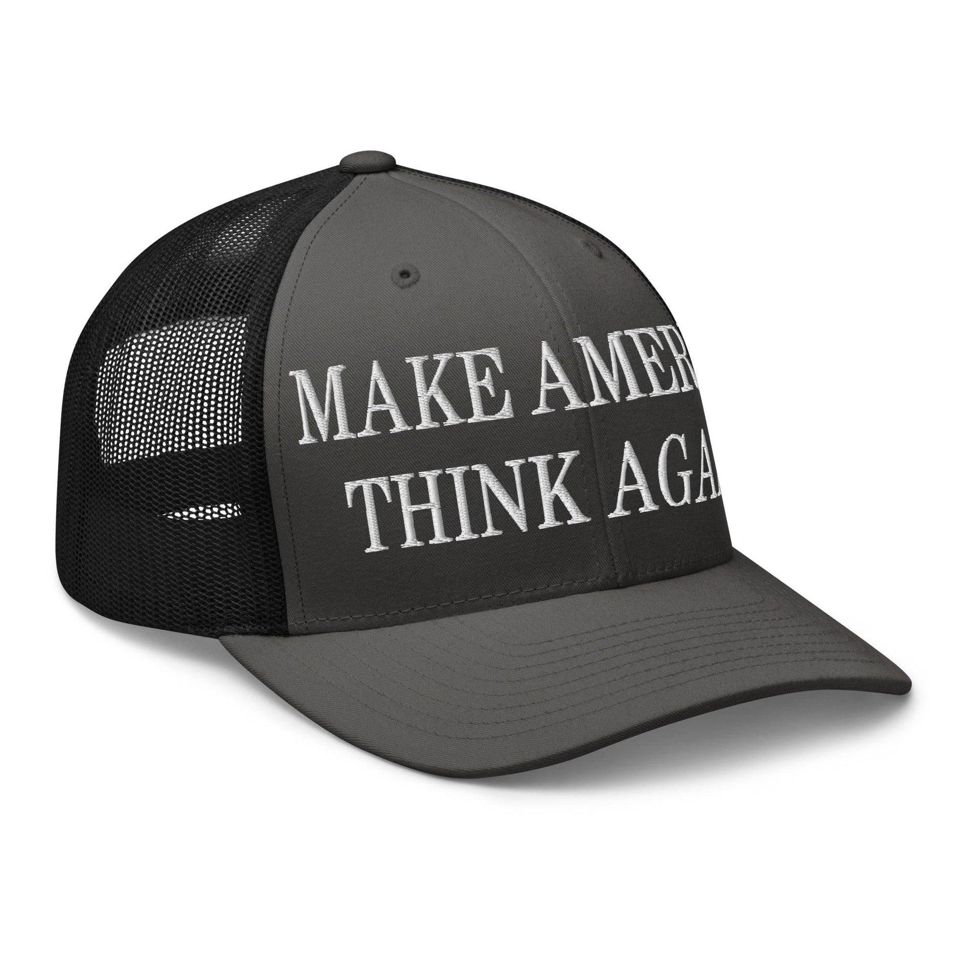 Make Us Think Again Embroidered Mesh Trucker Hat Capital Crowns Make Again Trucker Hats