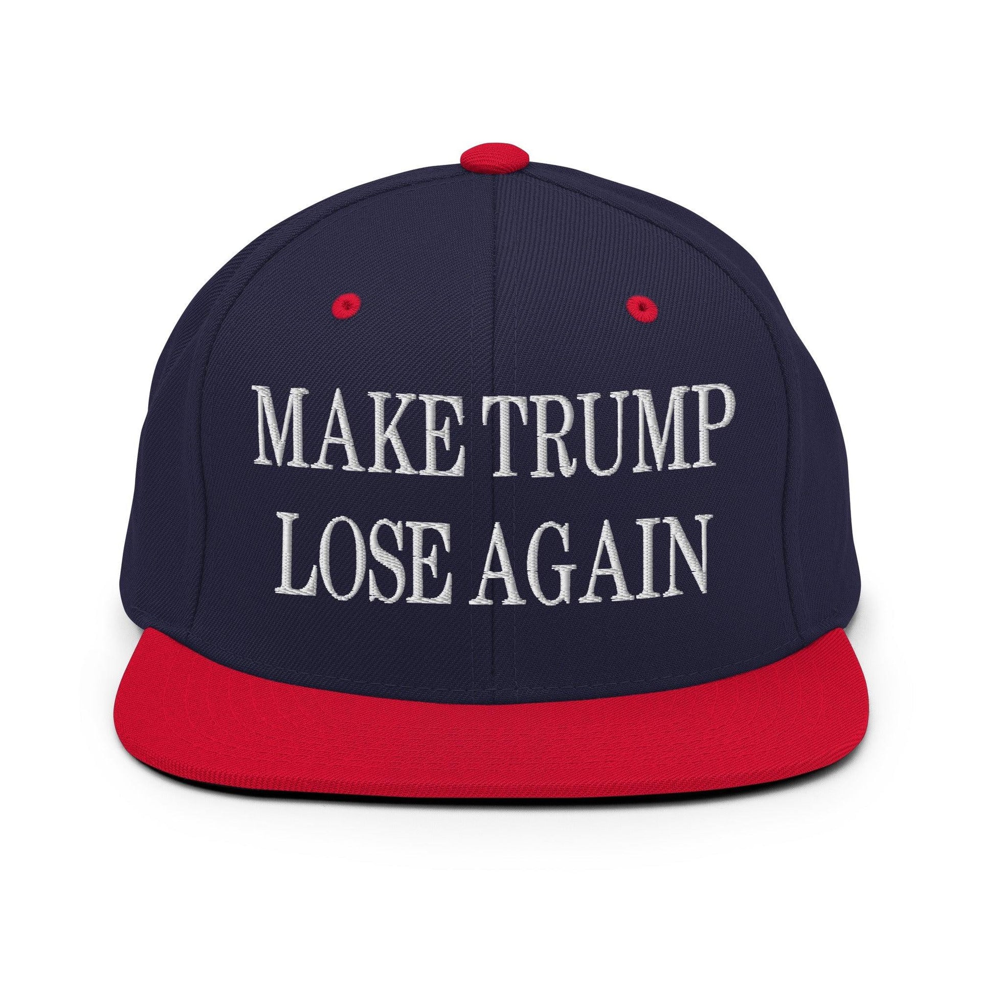Make Trump Lose Again Embroidered Flat Bill Brim Snapback Hat Navy Red Capital Crowns LADs Make Again Snapback Hats