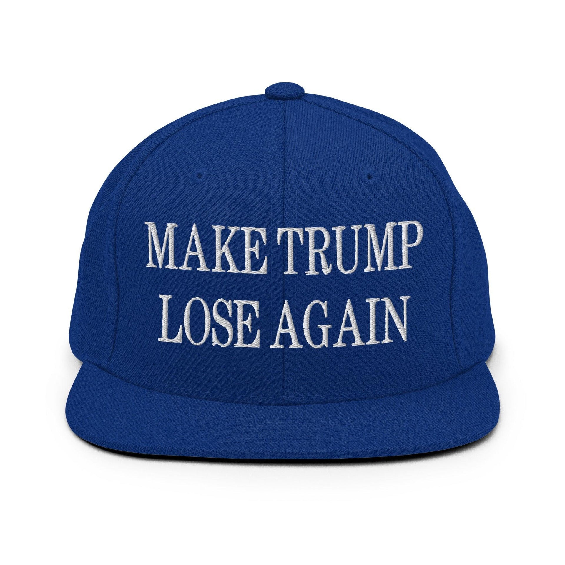 Make Trump Lose Again Embroidered Flat Bill Brim Snapback Hat Royal Blue Capital Crowns LADs Make Again Snapback Hats