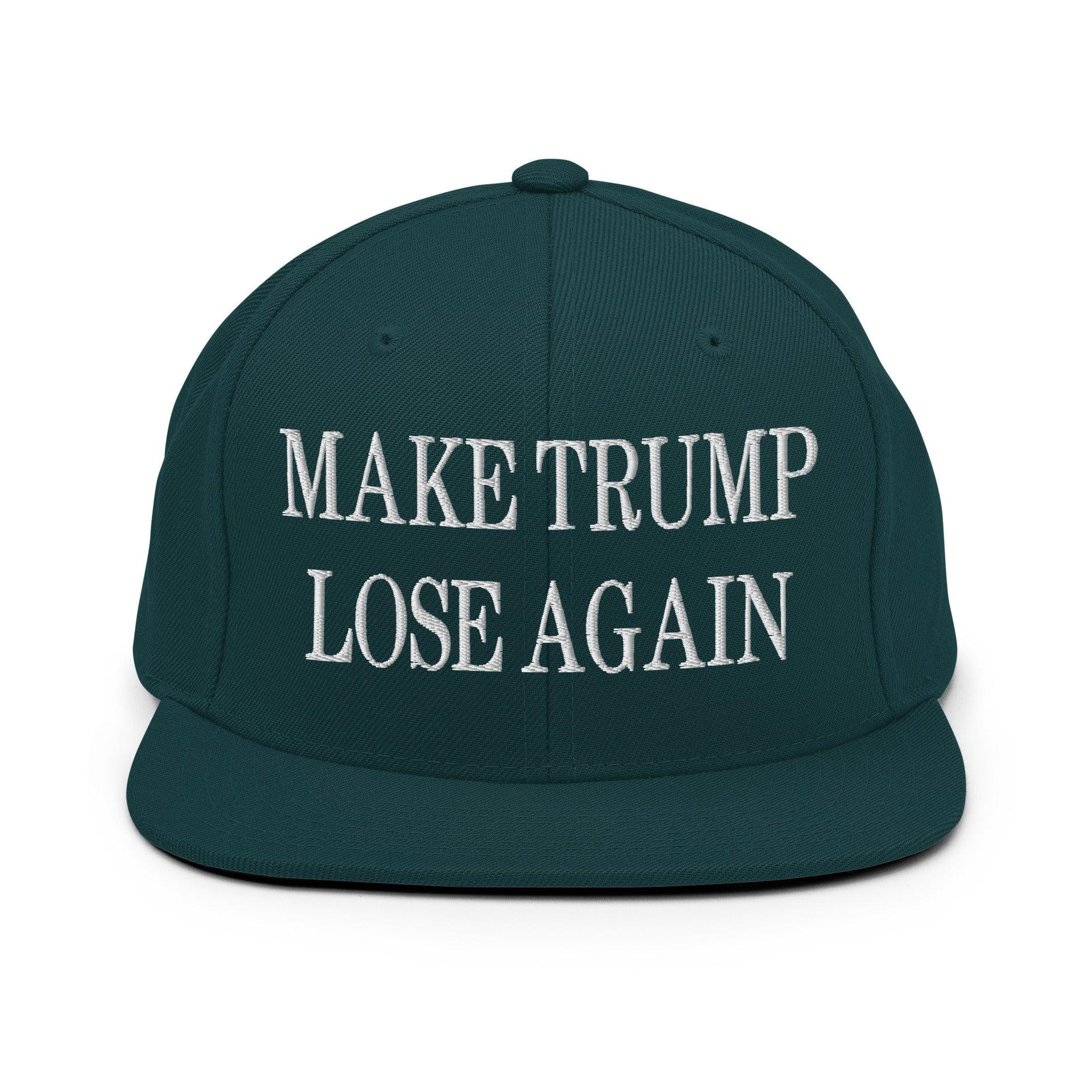 Make Trump Lose Again Embroidered Flat Bill Brim Snapback Hat Spruce Capital Crowns LADs Make Again Snapback Hats