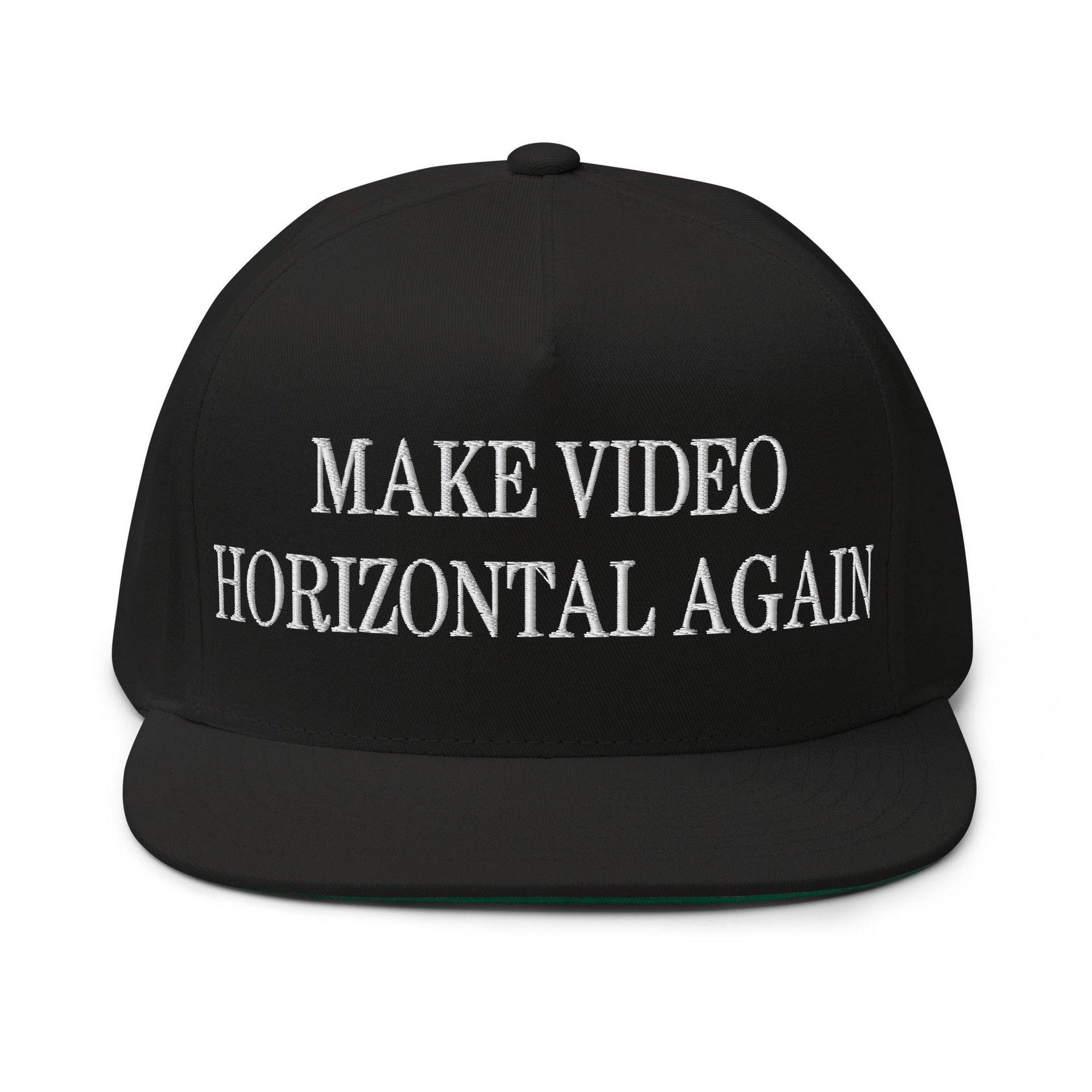 Make Video Horizontal Again Embroidered 5 Panel Flat Bill Brim Snapback Hat Black Capital Crowns LADs Make Again Snapback Hats