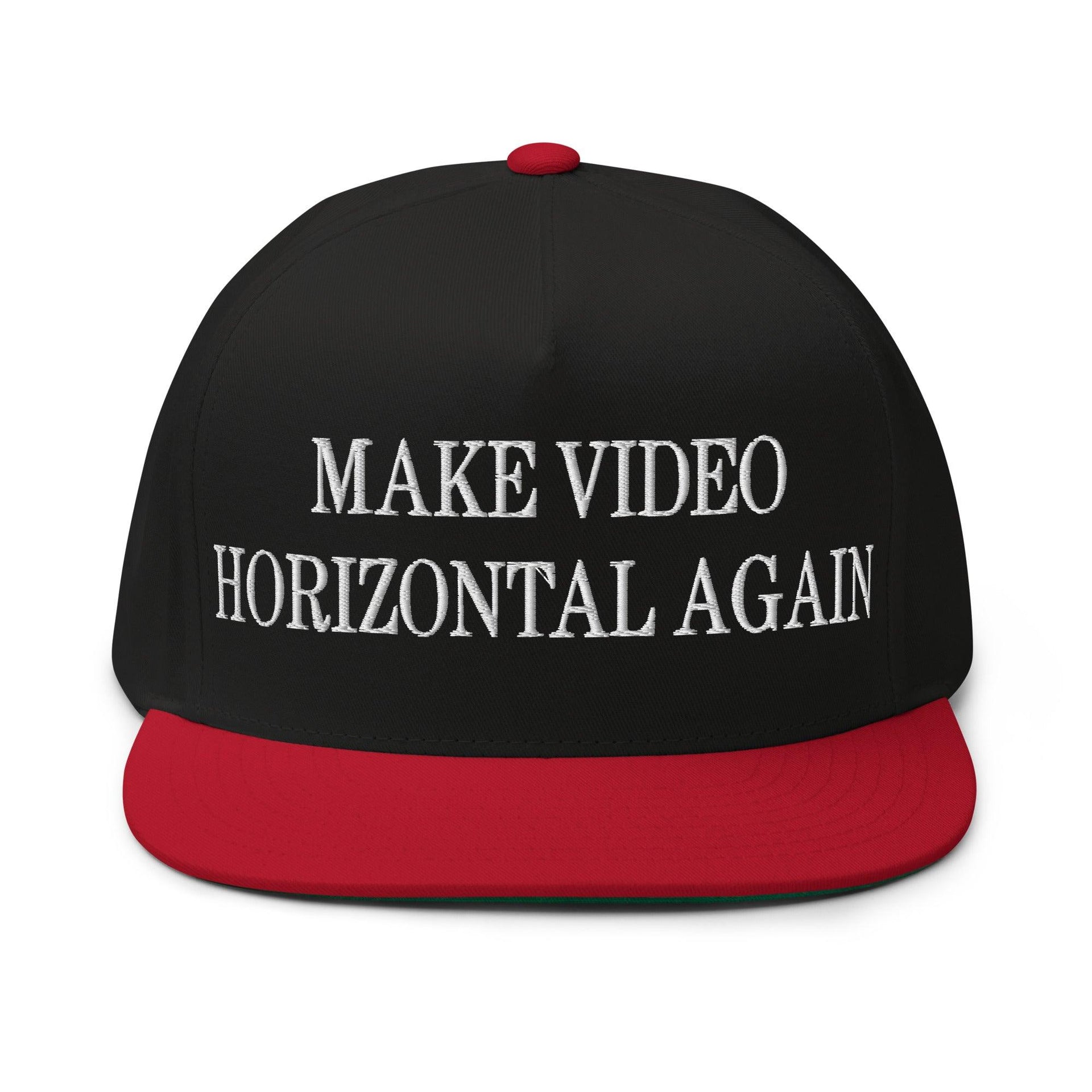 Make Video Horizontal Again Embroidered 5 Panel Flat Bill Brim Snapback Hat Black Red Capital Crowns LADs Make Again Snapback Hats
