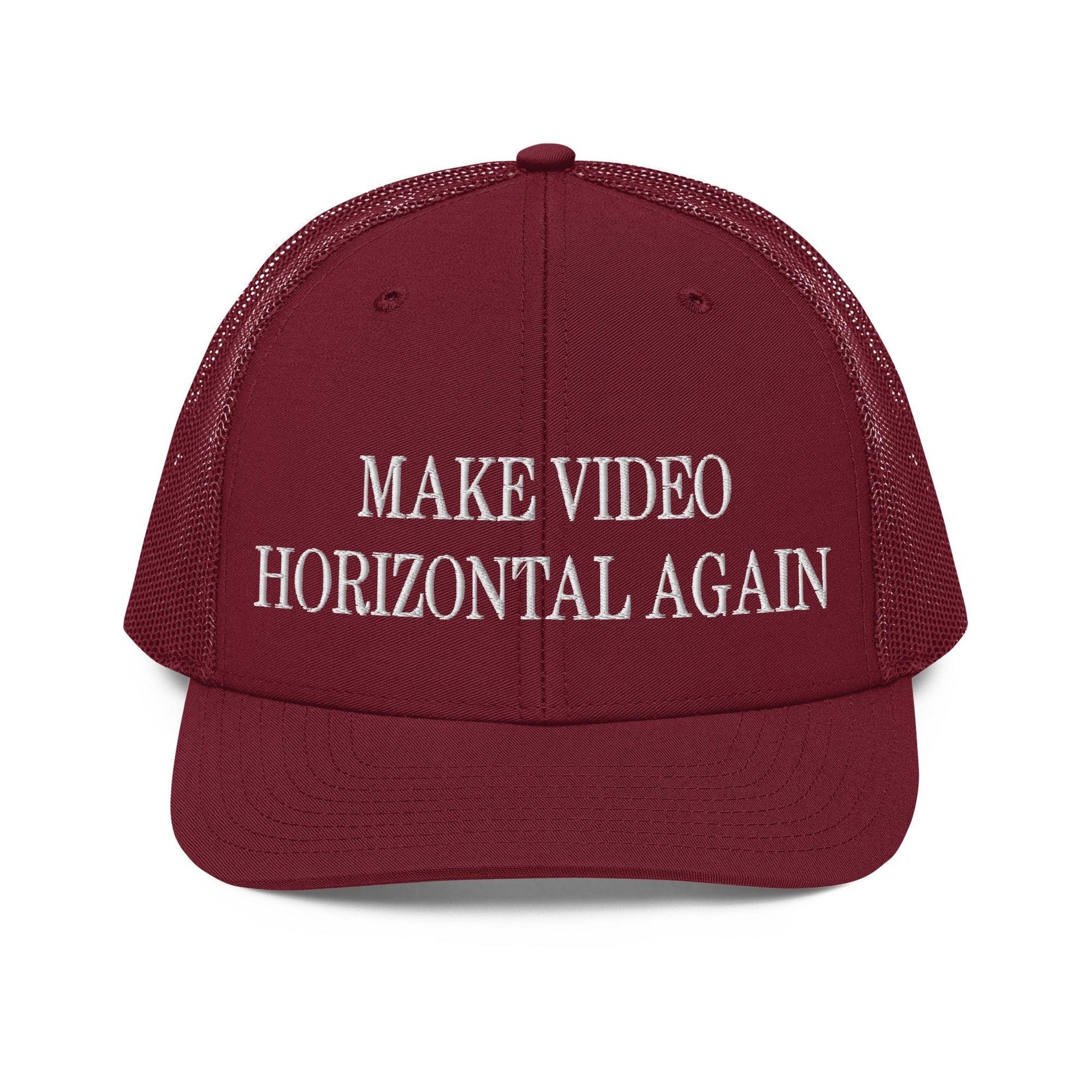 Make Video Horizontal Again Embroidered Classic Mesh Trucker Hat Cardinal Capital Crowns LADs Make Again Trucker Hats