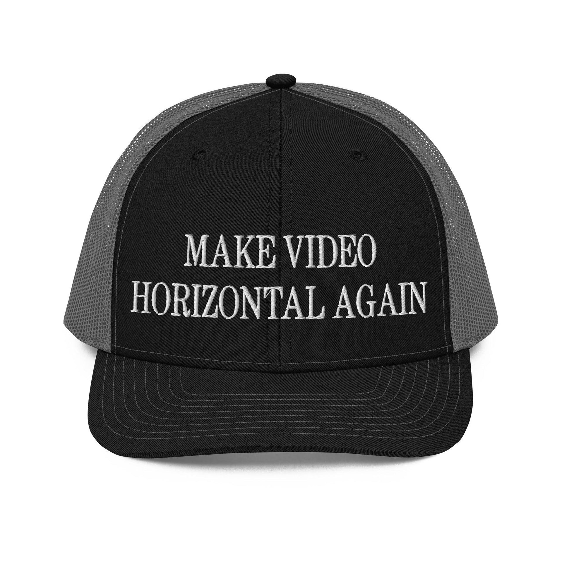 Make Video Horizontal Again Embroidered Classic Mesh Trucker Hat Black Charcoal Capital Crowns LADs Make Again Trucker Hats