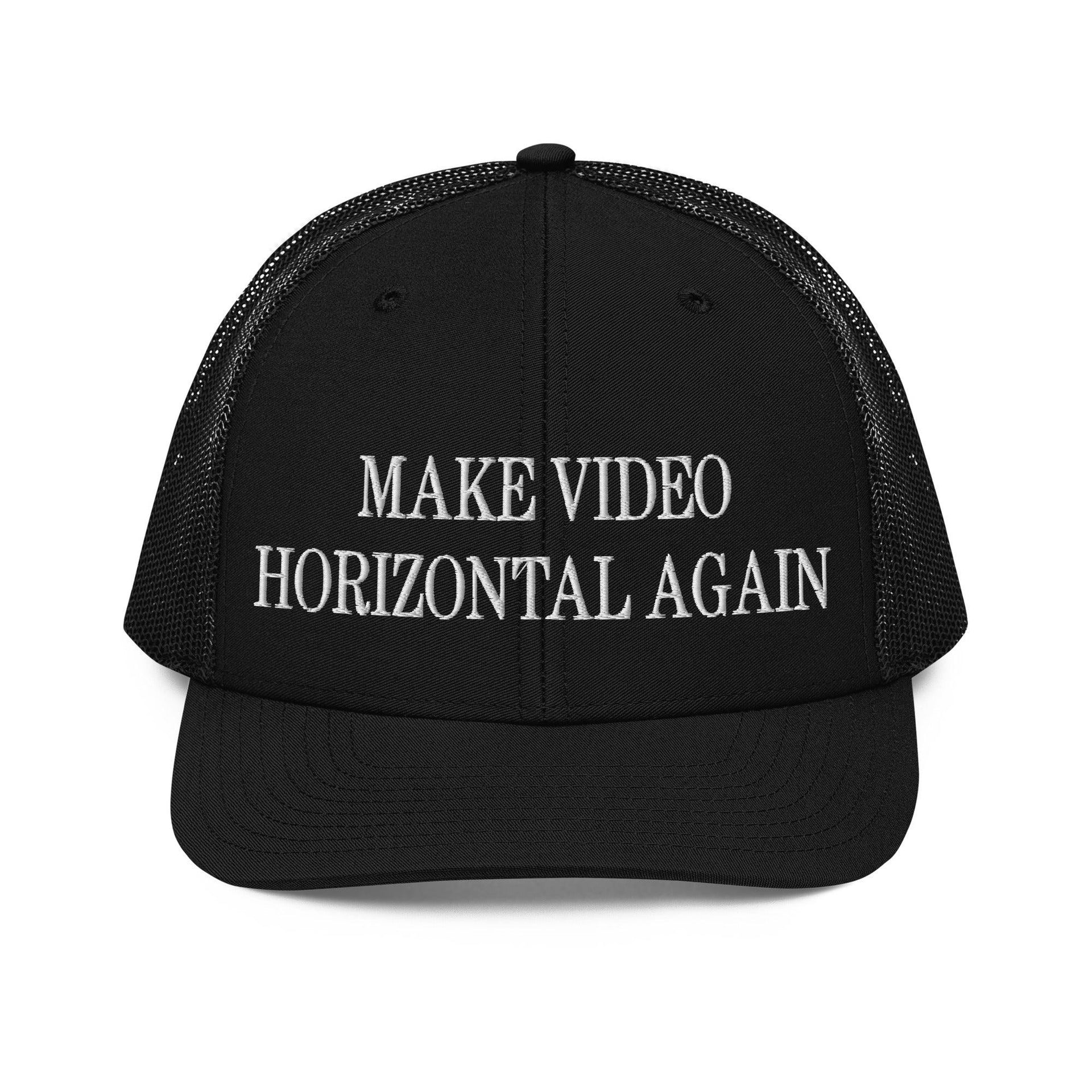 Make Video Horizontal Again Embroidered Classic Mesh Trucker Hat Black Capital Crowns LADs Make Again Trucker Hats