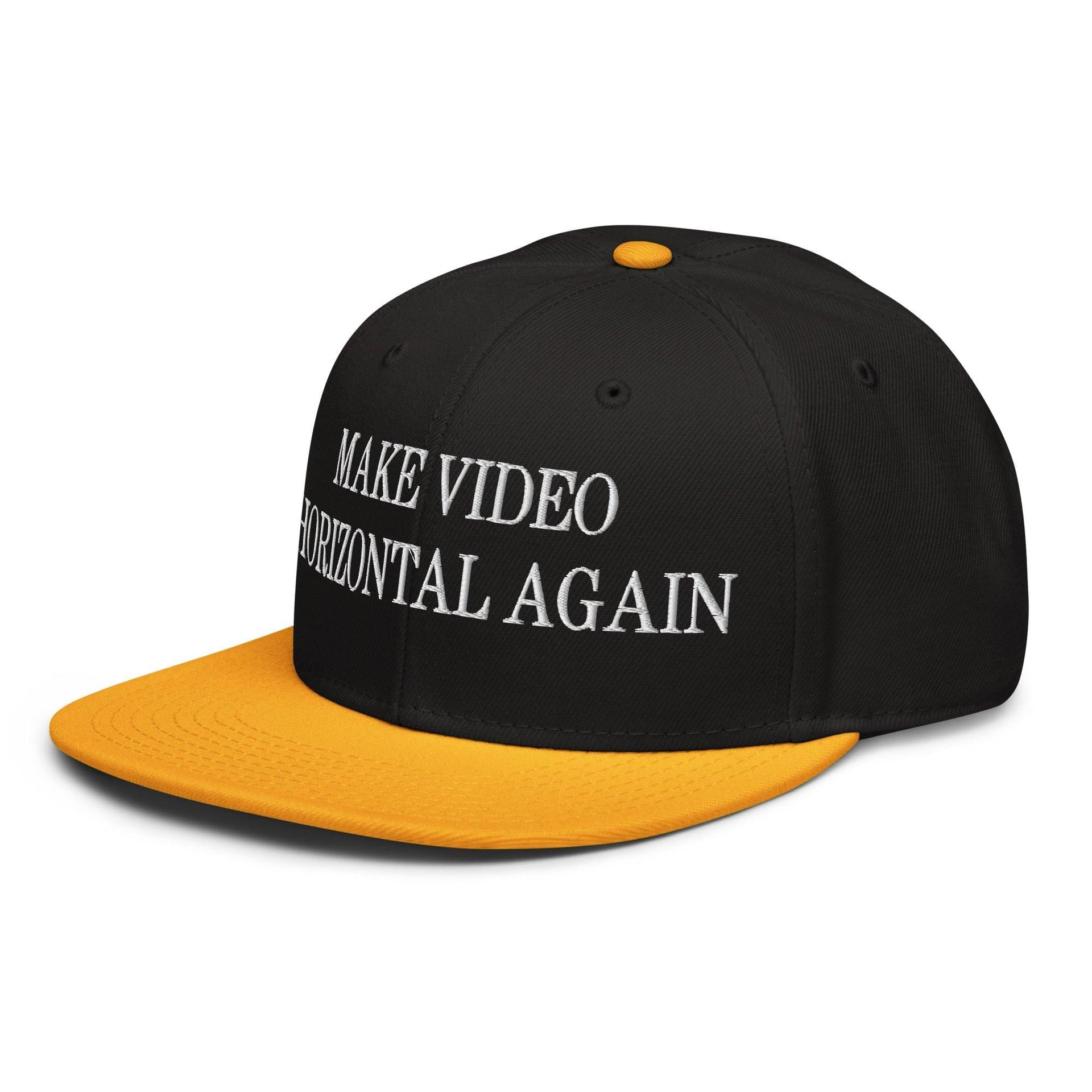 Make Video Horizontal Again Embroidered Flat Brim Bill Snapback Hat Capital Crowns LADs Make Again Snapback Hats