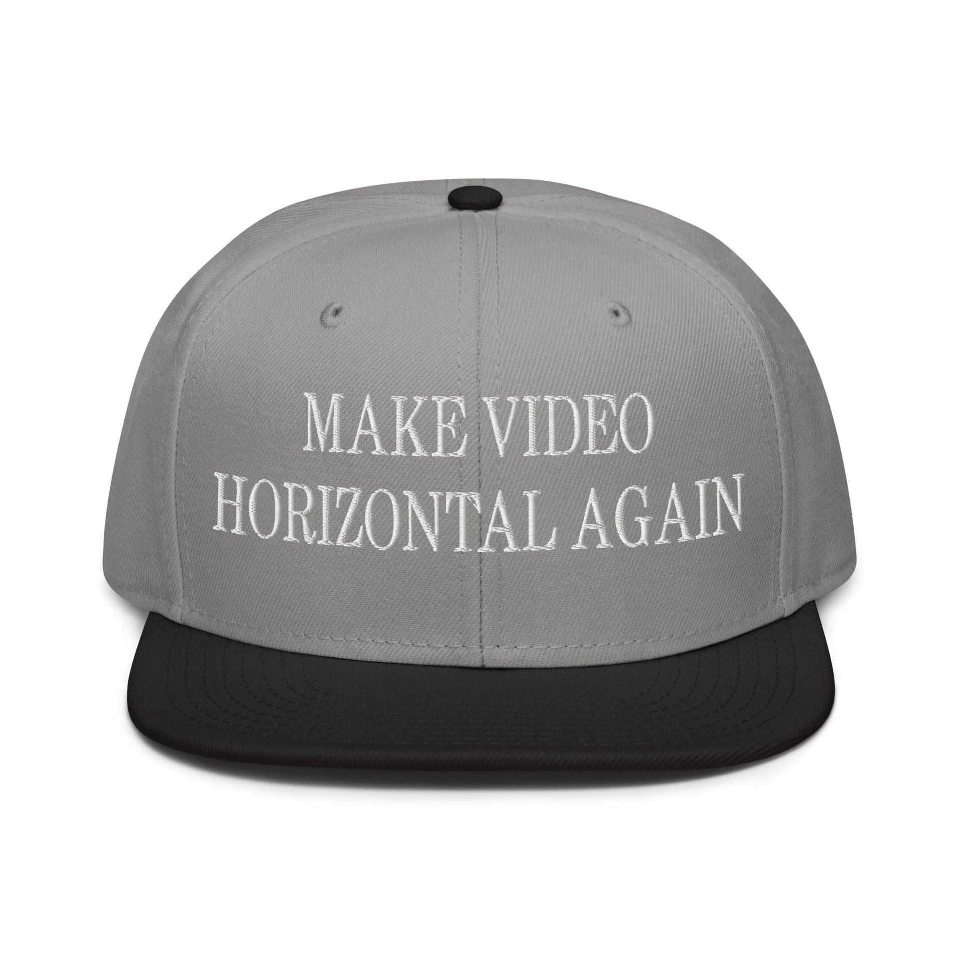 Make Video Horizontal Again Embroidered Flat Brim Bill Snapback Hat Black Gray Gray Capital Crowns LADs Make Again Snapback Hats