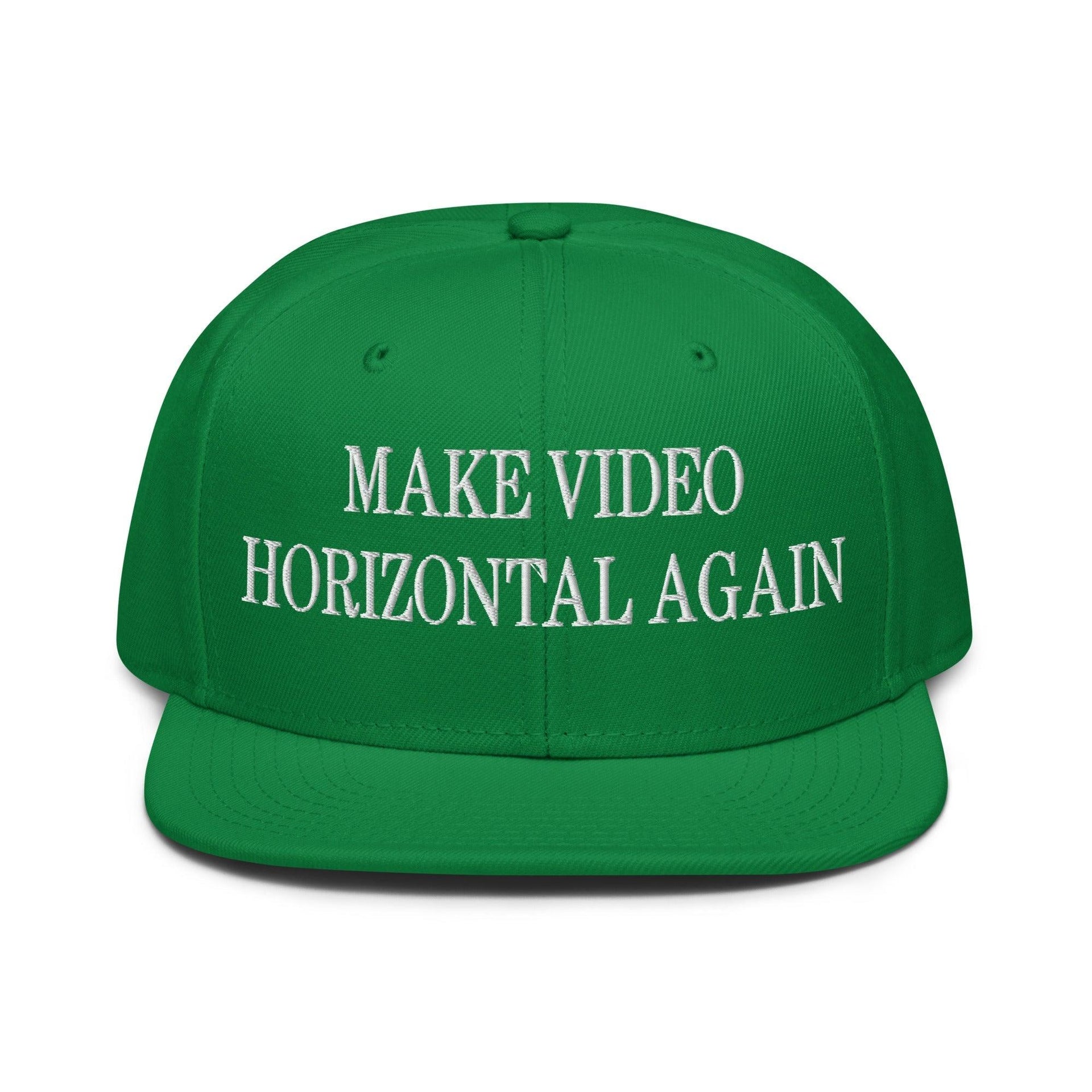 Make Video Horizontal Again Embroidered Flat Brim Bill Snapback Hat Kelly Green Capital Crowns LADs Make Again Snapback Hats