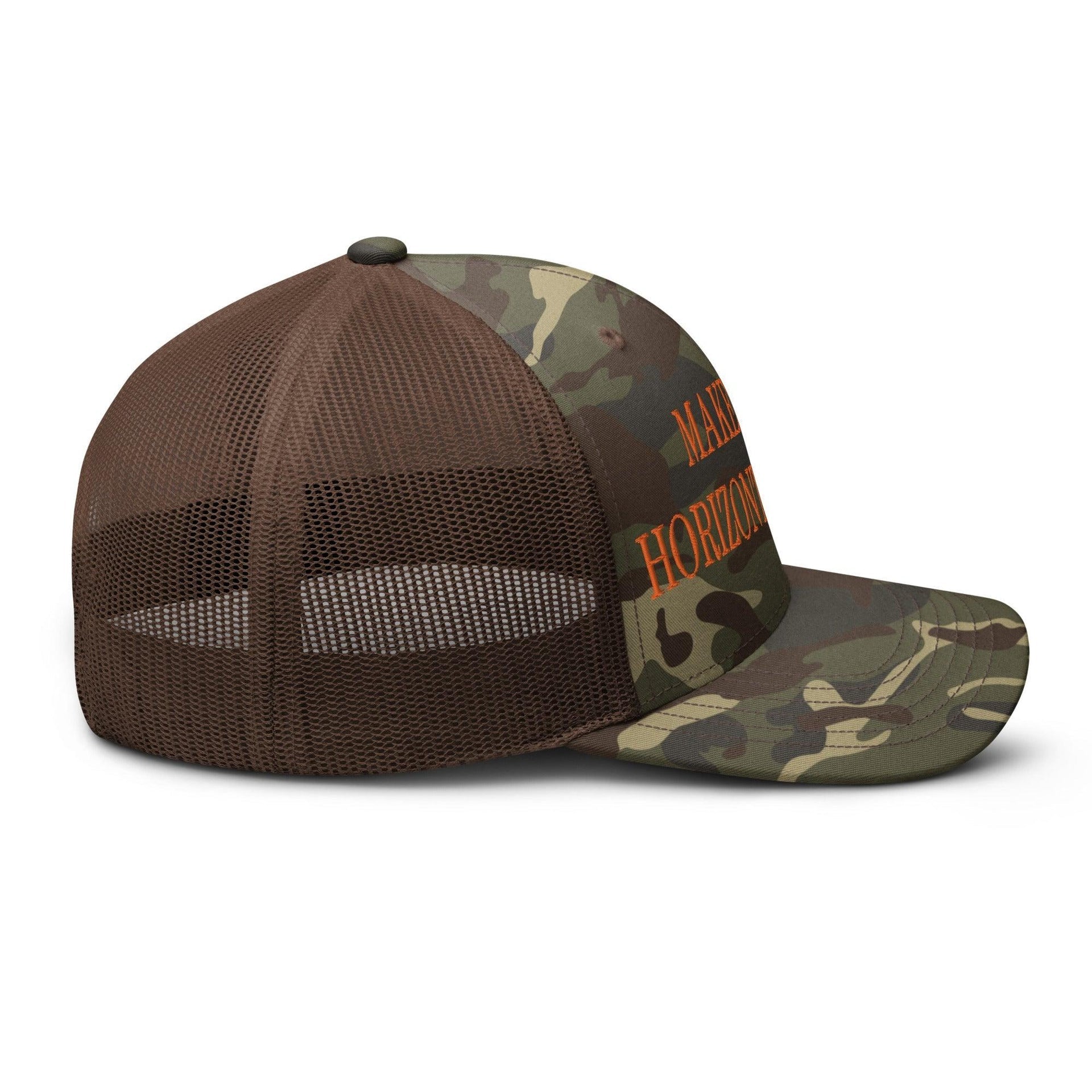 Make Video Horizontal Again Embroidered Orange Camo Trucker Hat Capital Crowns LADs Make Again Orange Camo Trucker Hats