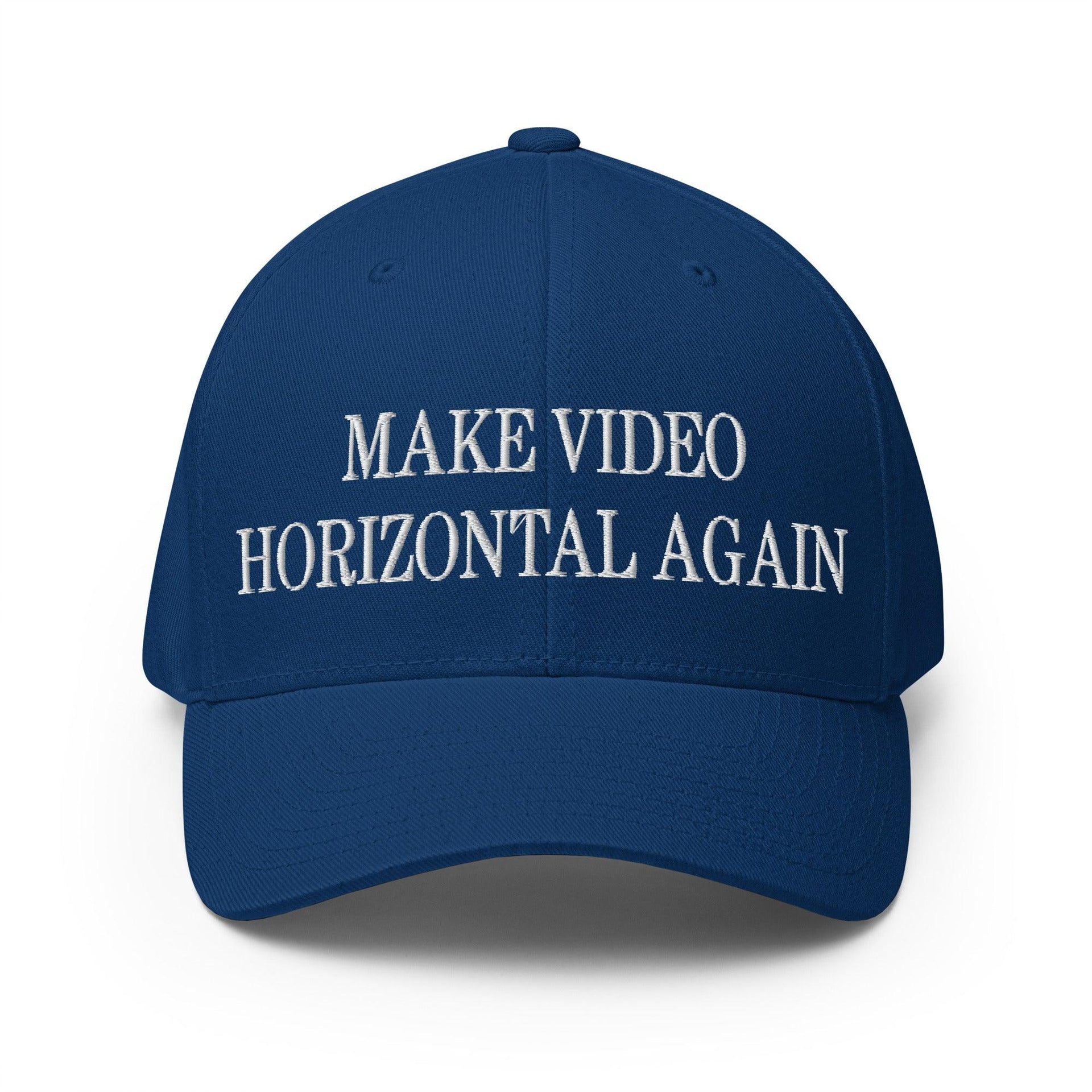 Make Video Horizontal Again Embroidered Stretch Fit Baseball Hat Royal Blue Capital Crowns LADs Make Again Stretch Fit
