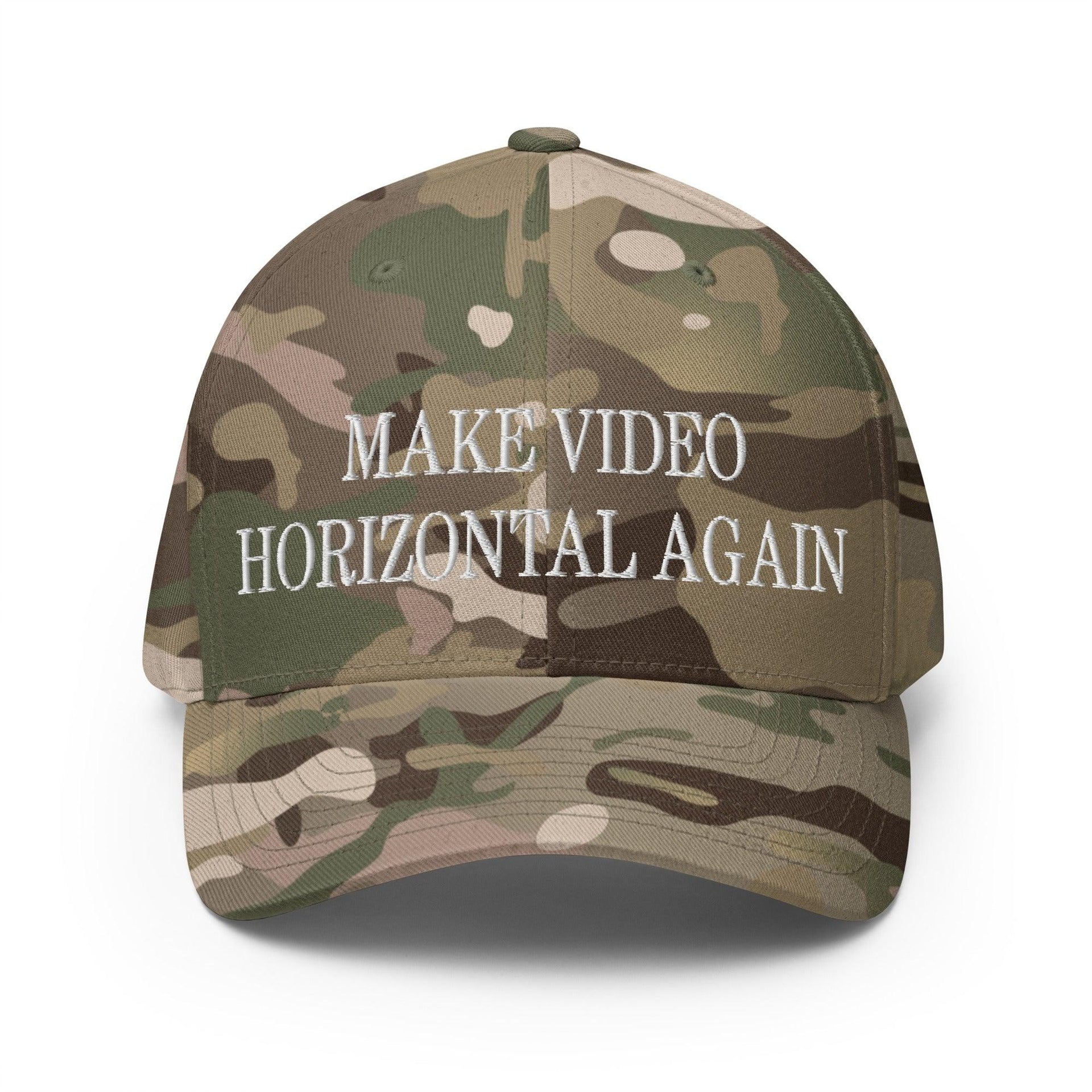 Make Video Horizontal Again Embroidered Stretch Fit Baseball Hat Multicam Green Capital Crowns LADs Make Again Stretch Fit