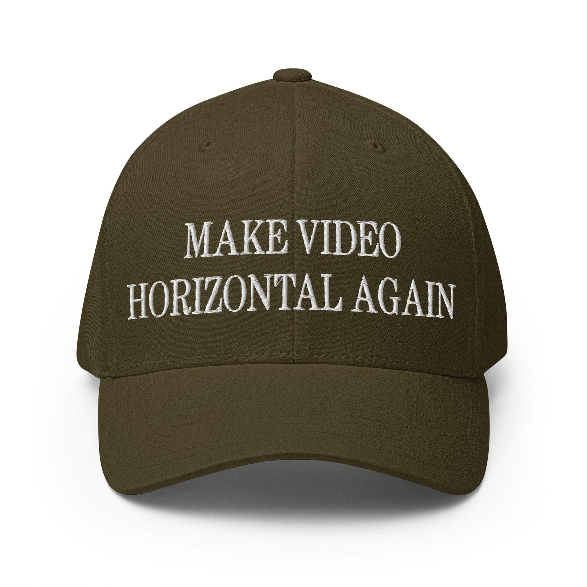 Make Video Horizontal Again Embroidered Stretch Fit Baseball Hat Olive Capital Crowns LADs Make Again Stretch Fit