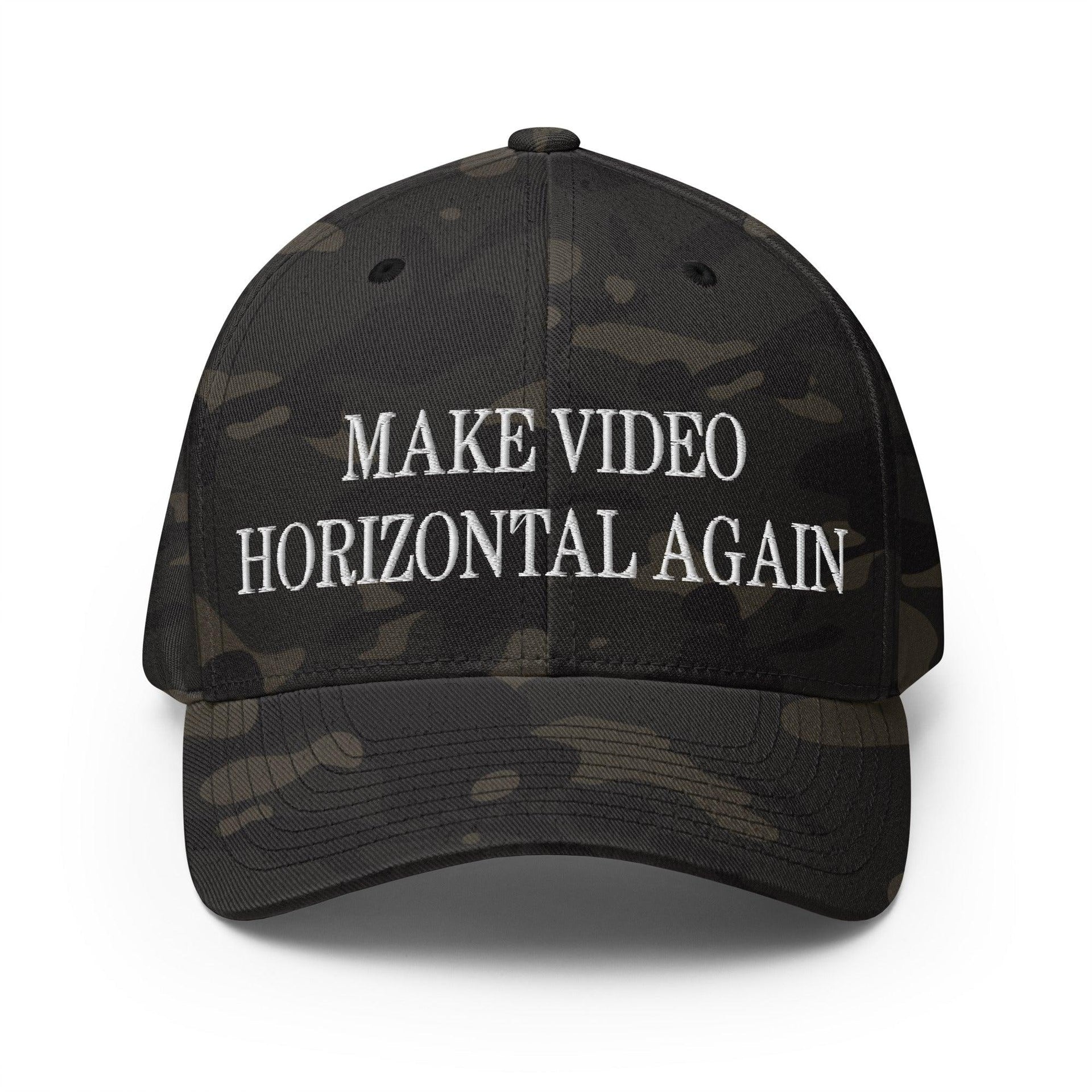 Make Video Horizontal Again Embroidered Stretch Fit Baseball Hat Multicam Black Capital Crowns LADs Make Again Stretch Fit