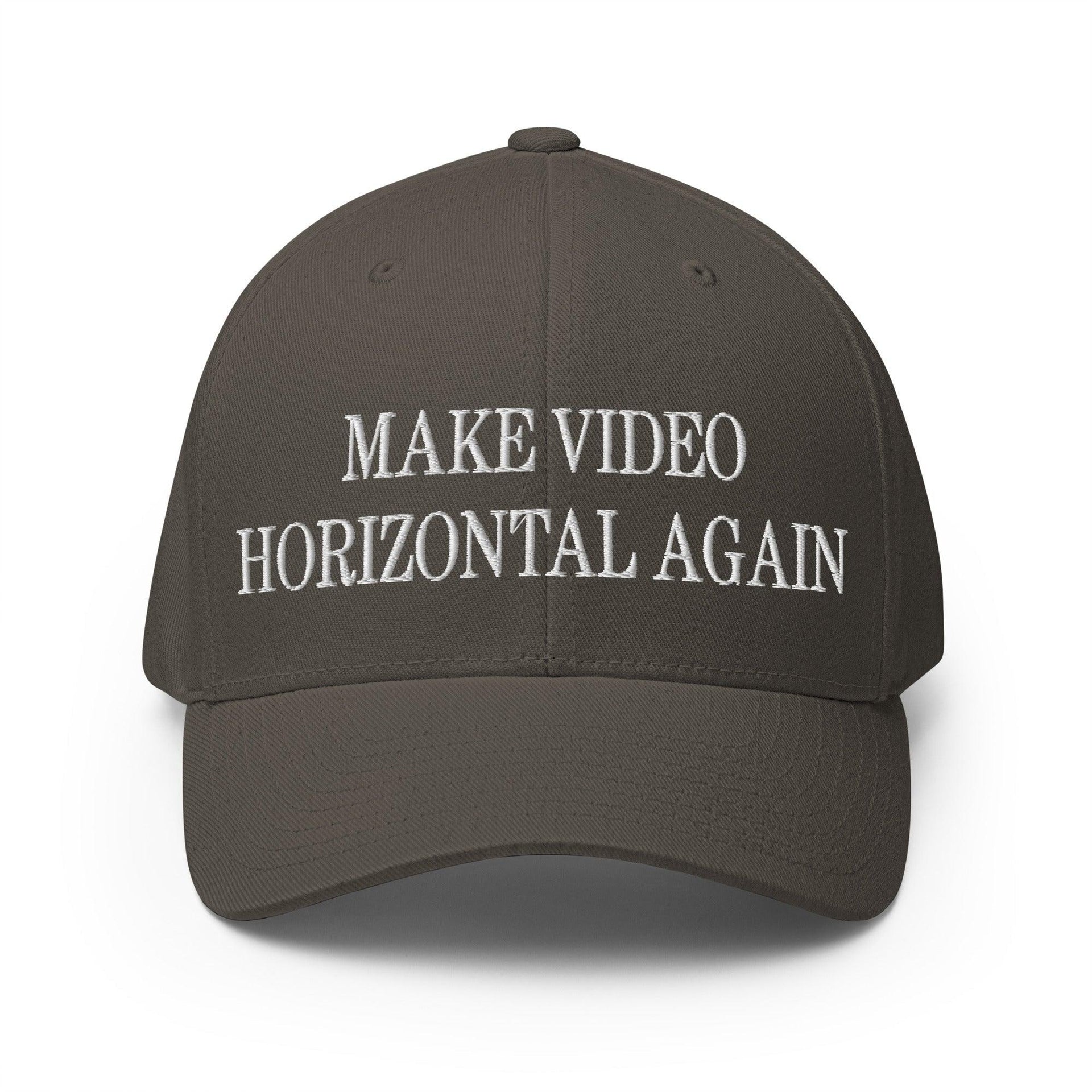 Make Video Horizontal Again Embroidered Stretch Fit Baseball Hat Dark Grey Capital Crowns LADs Make Again Stretch Fit
