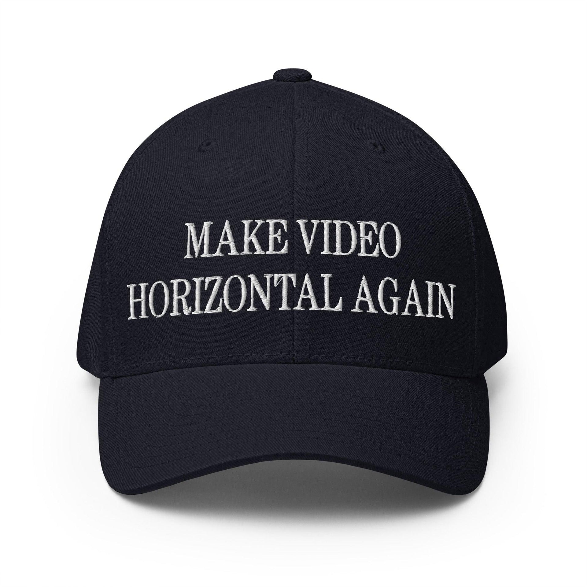 Make Video Horizontal Again Embroidered Stretch Fit Baseball Hat Dark Navy Capital Crowns LADs Make Again Stretch Fit