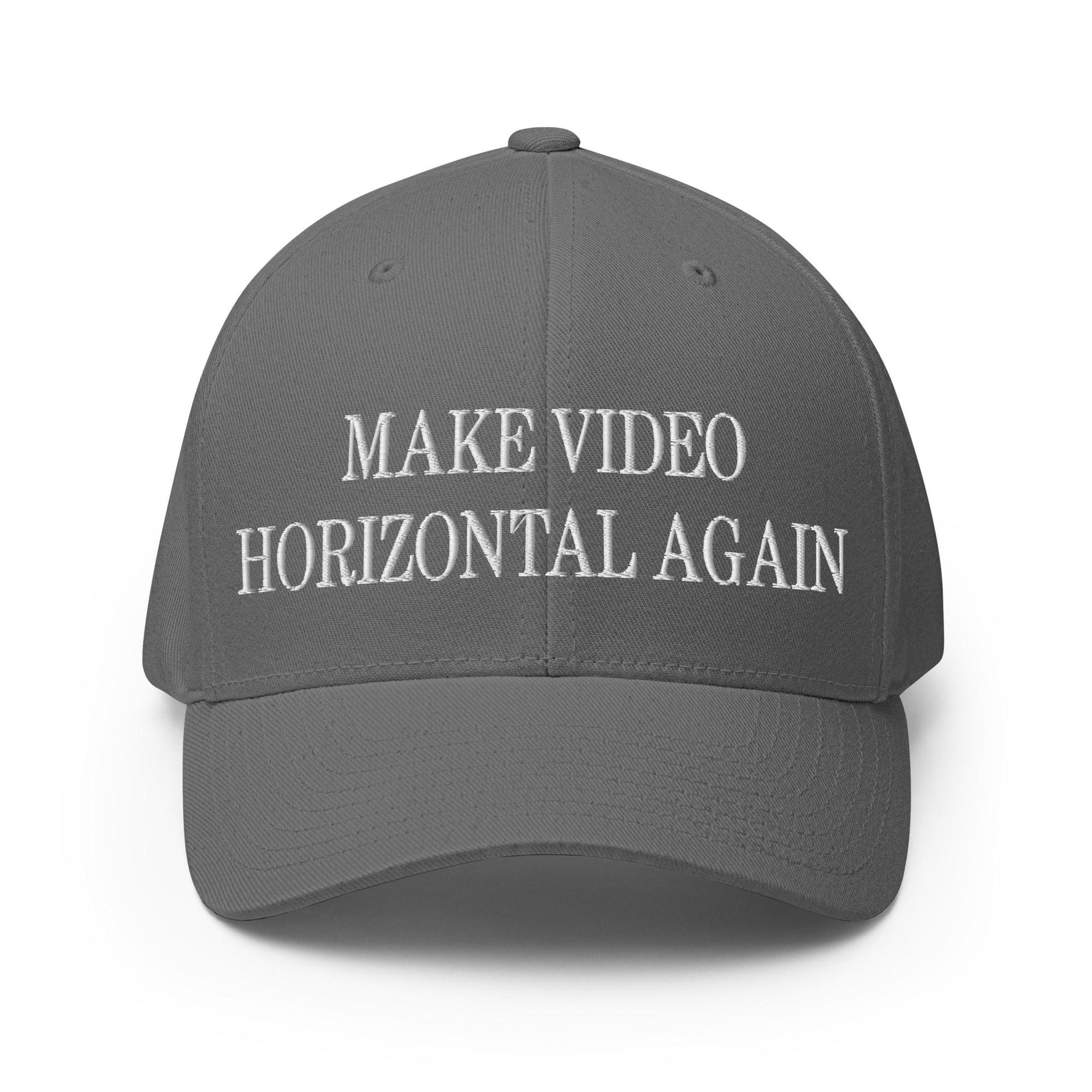 Make Video Horizontal Again Embroidered Stretch Fit Baseball Hat Grey Capital Crowns LADs Make Again Stretch Fit