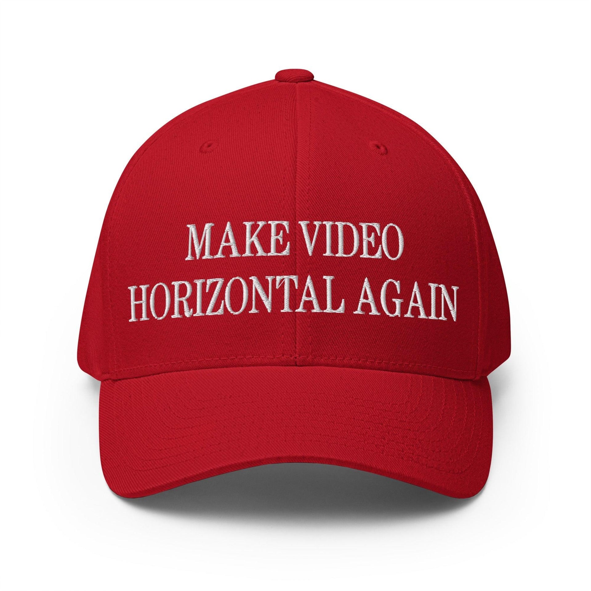 Make Video Horizontal Again Embroidered Stretch Fit Baseball Hat Red Capital Crowns LADs Make Again Stretch Fit