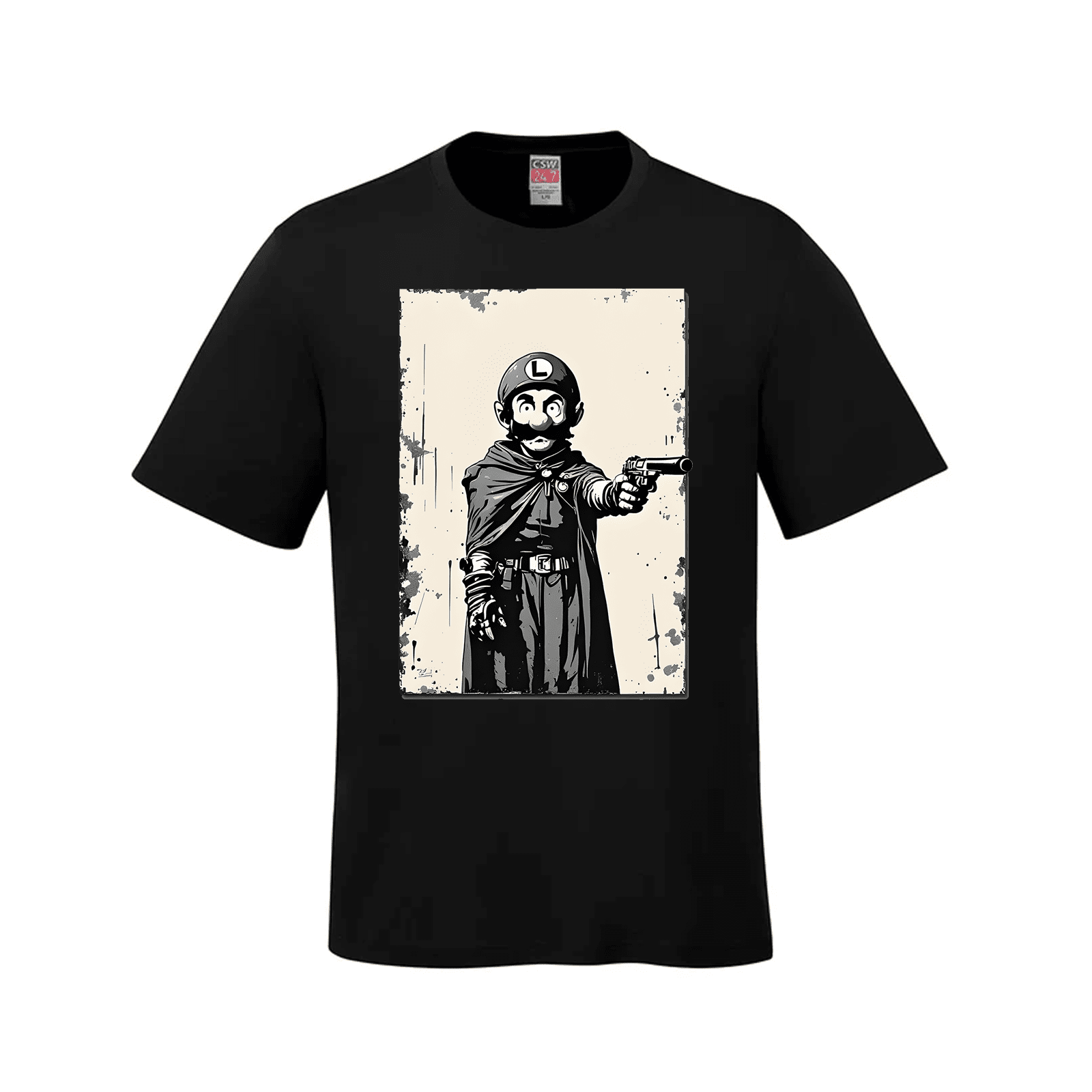 Mangione Banksy-Style T-Shirt Black Luigi Luigi Apparel luigi mangione