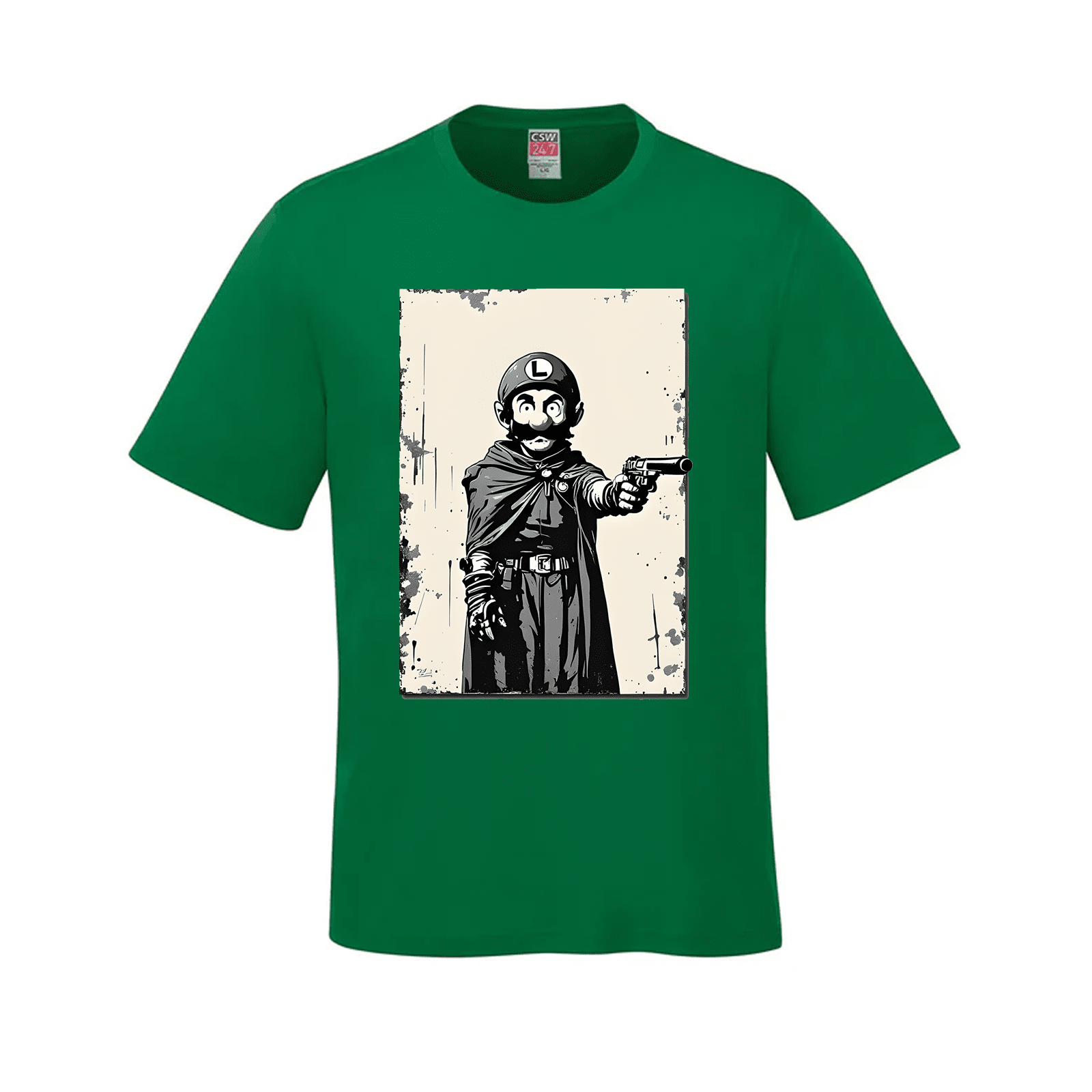 Mangione Banksy-Style T-Shirt Forest Green Luigi Luigi Apparel luigi mangione