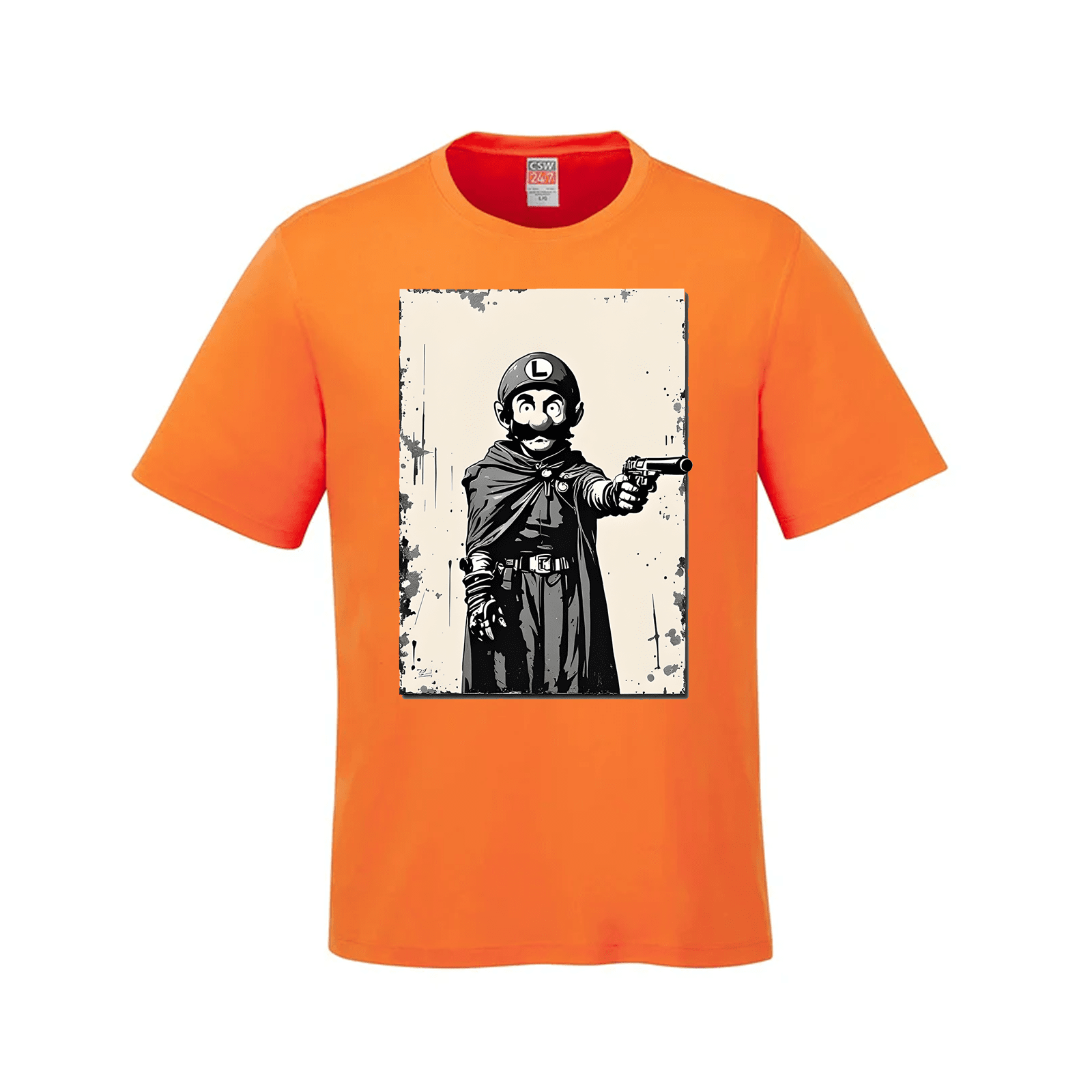 Mangione Banksy-Style T-Shirt Orange Luigi Luigi Apparel luigi mangione