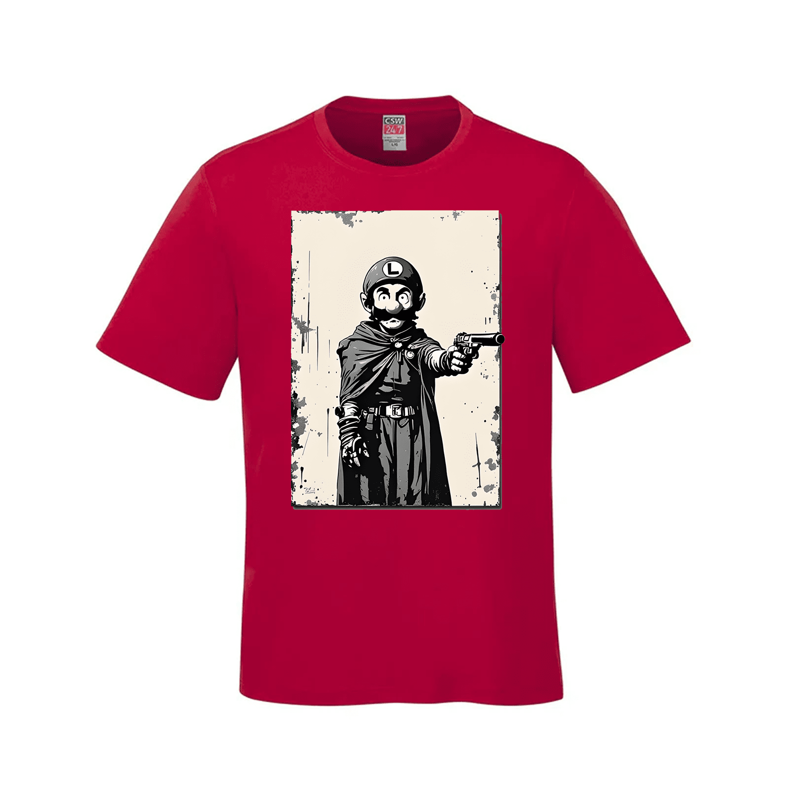 Mangione Banksy-Style T-Shirt Red Luigi Luigi Apparel luigi mangione