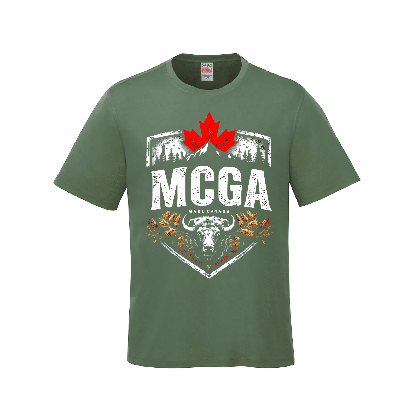 MCGA - Make Canada Great Again T-Shirt - 04 Fatigue Green Canada LADs Make Canada Great Again MCGA T-Shirts - Premium