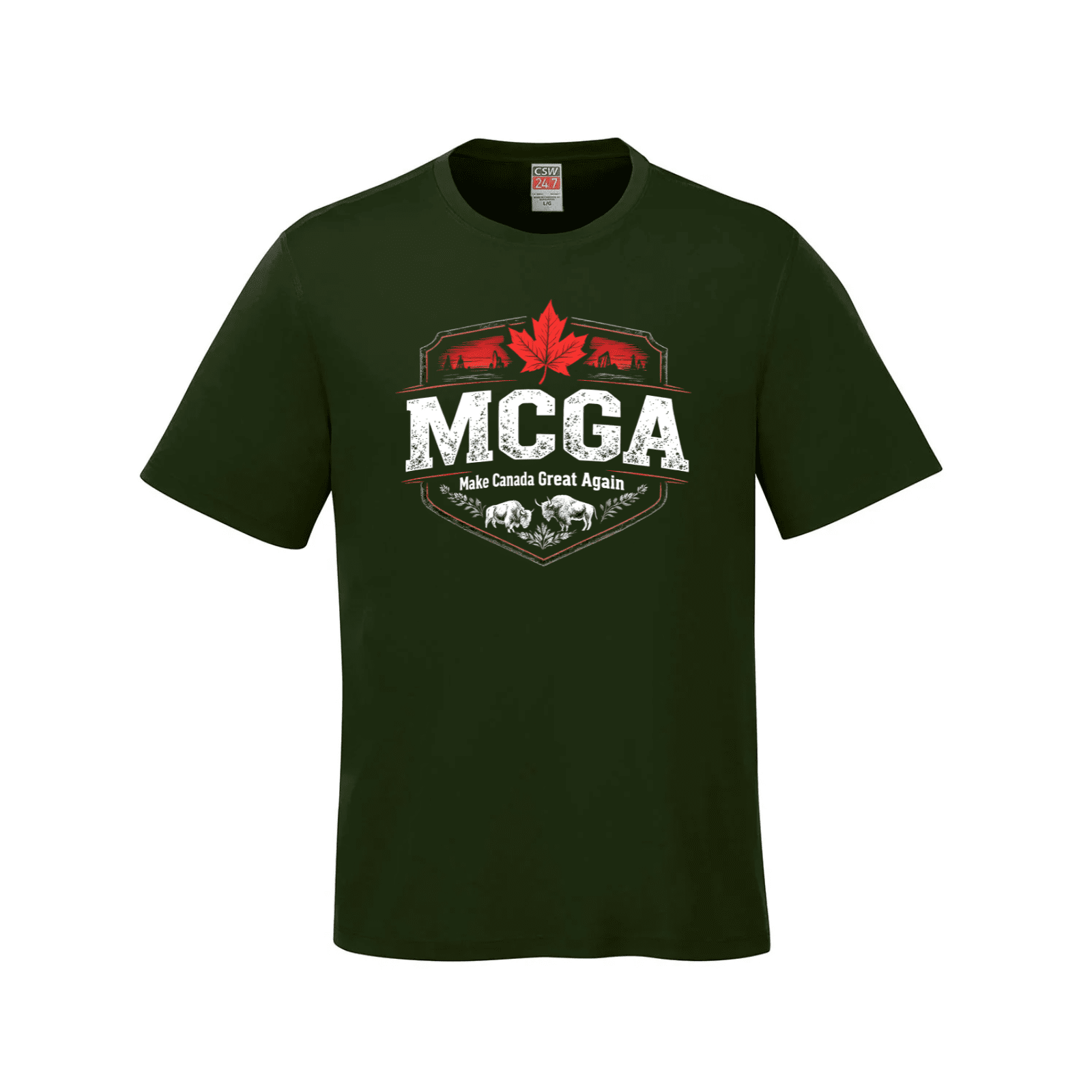 MCGA Shield Tee – Distressed Edition - 07 Forest Green Canada Make Canada Great Again MCGA T-Shirts - Premium