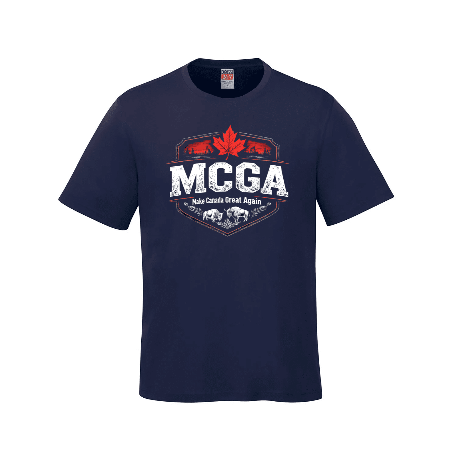 MCGA Shield Tee – Distressed Edition - 07 Navy Canada Make Canada Great Again MCGA T-Shirts - Premium