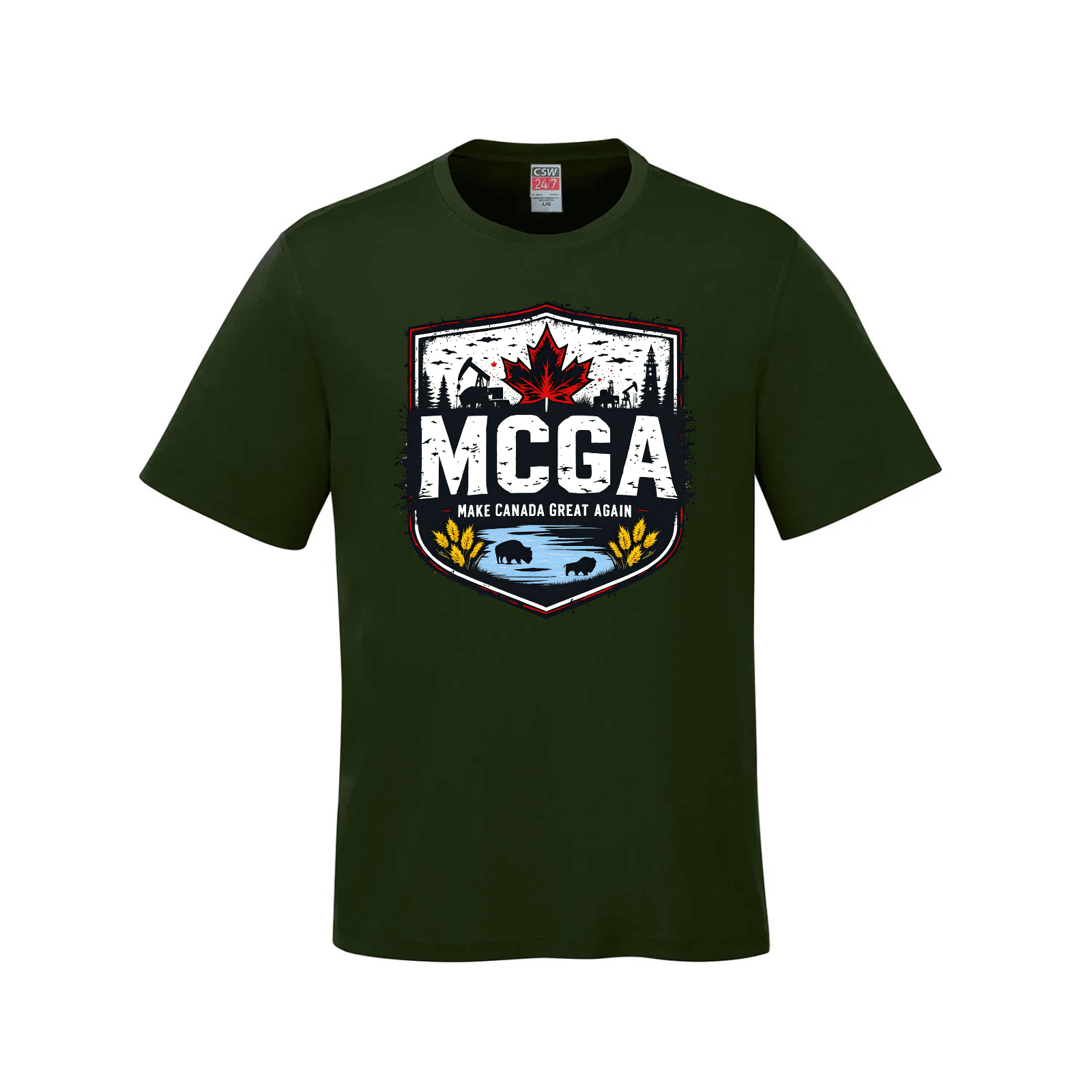 MCGA Western Heritage Tee – Honoring Canada’s Heartland - 05 Forest Green Canada Make Canada Great Again MCGA T-Shirts - Premium