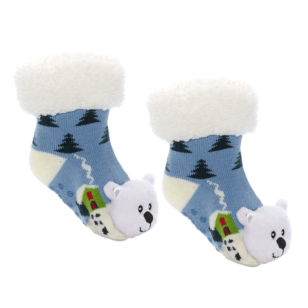 Messy Moose Polar Fleece Socks Bear Baby Light Steel Blue Messy Moose Socks Slipper Socks