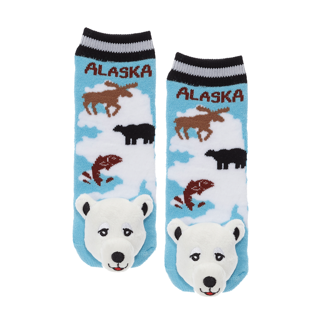 Messy Moose Socks, Alaska, 6 Pack Baby blue Messy Moose Socks Slipper Socks