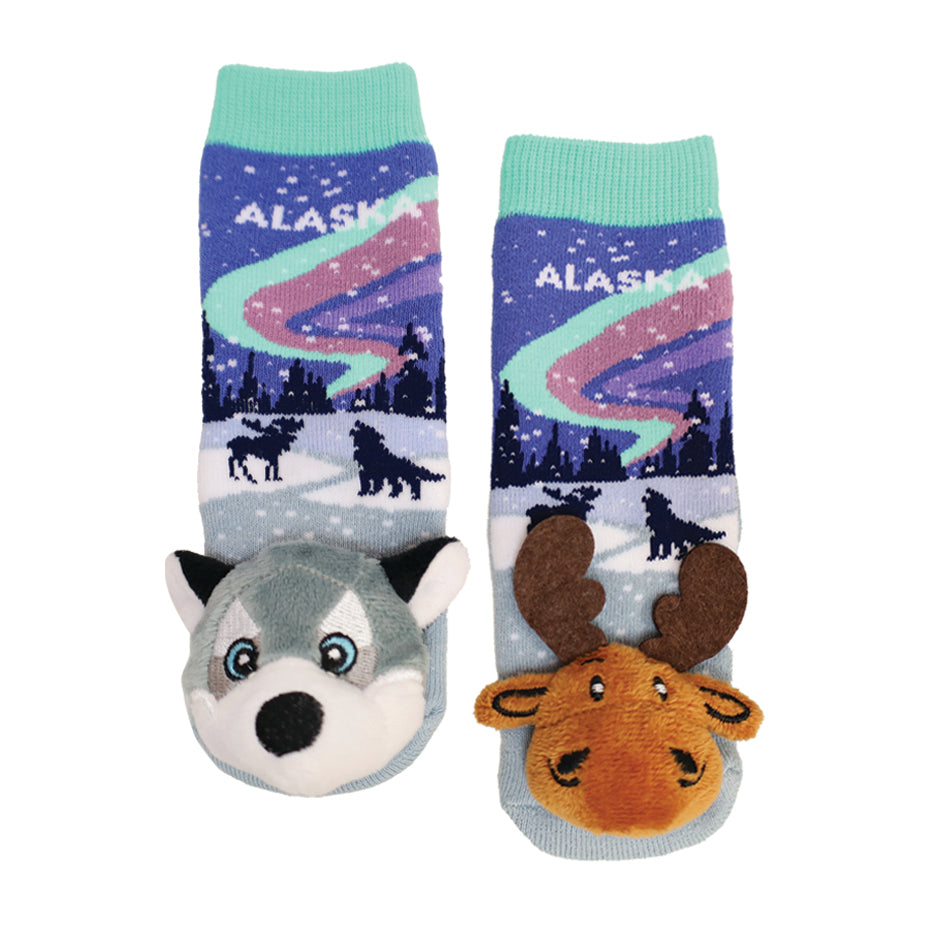 Messy Moose Socks, Baby Socks Alaska Northern Lights, 6 Pack Baby blue alaska alaska socks Messy Moose Socks Slipper Socks