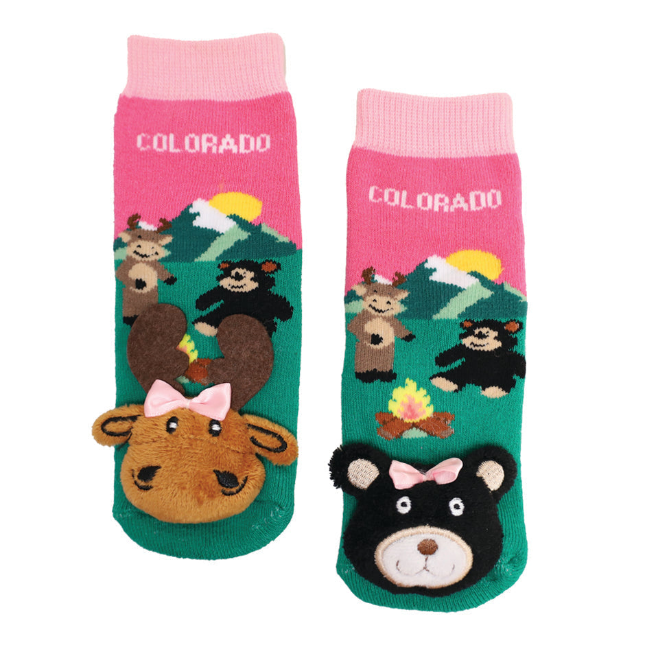 Messy Moose Socks, Baby Socks Colorado Campfire Pink, 6 Pack Baby pink campfire campfire socks colorado colorado socks Messy Moose Socks pink Slipper Socks