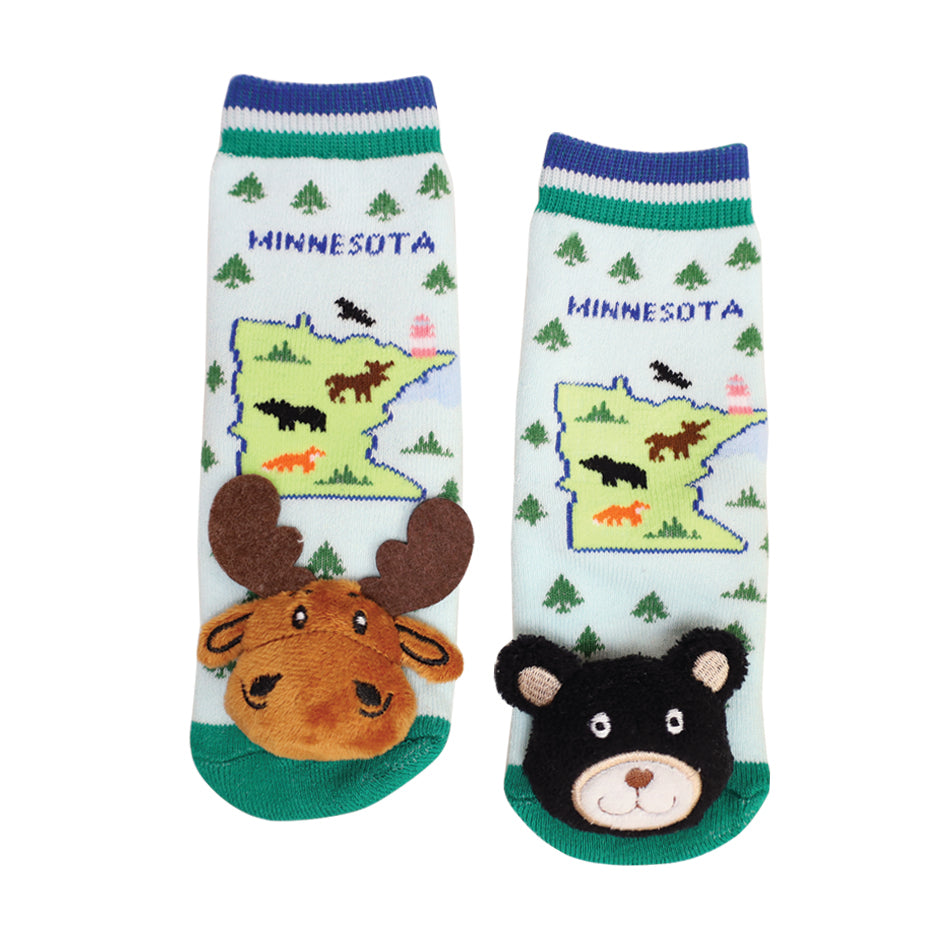 Messy Moose Socks, Baby Socks Minnesota, 6 Pack Baby green Messy Moose Socks minnesota minnesota socks Slipper Socks
