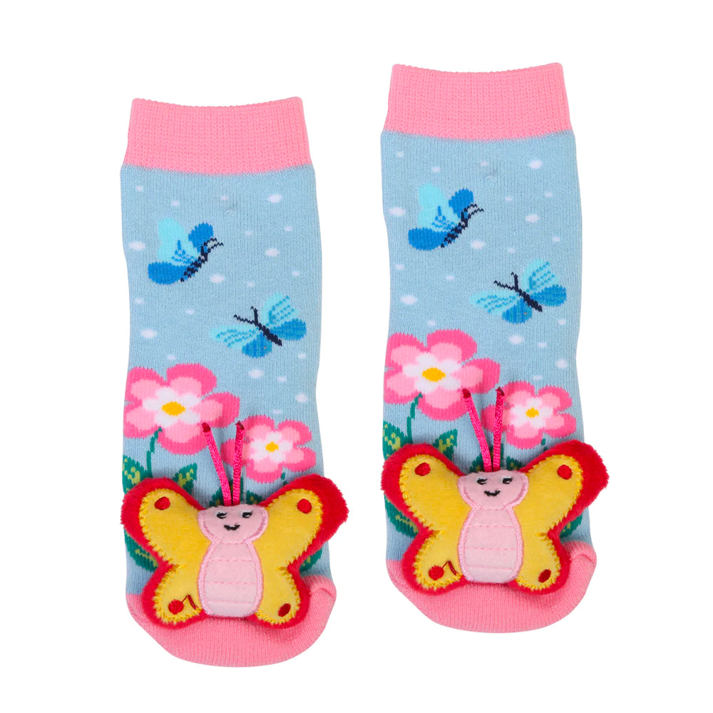 Messy Moose Socks, Butterfly, 6 Pack butterfly flower Messy Moose Socks pink Slipper Socks