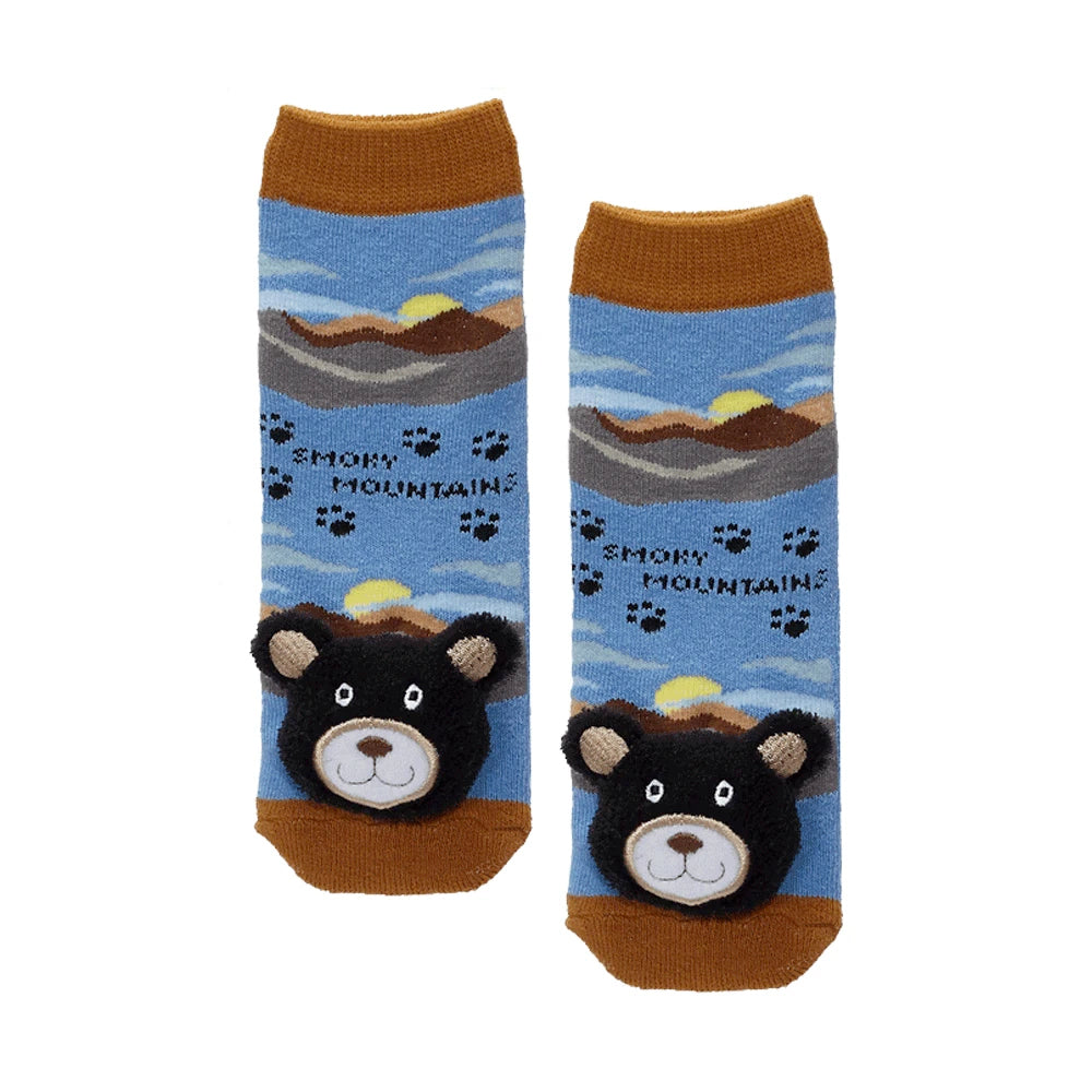 Messy Moose Socks, Great Smoky Mountains Black Bear, 6 Pack Baby Blue Messy Moose Socks Slipper Socks