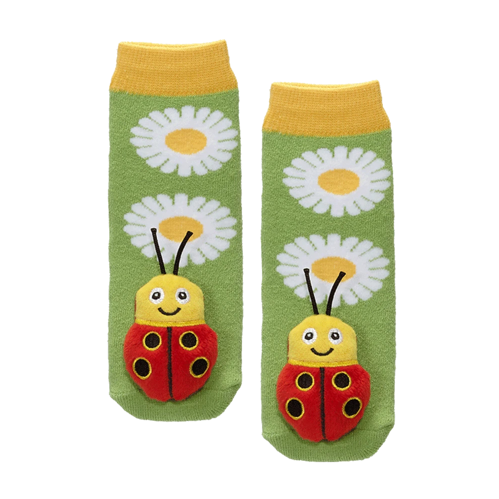 Messy Moose Socks, Ladybug, 6 Pack Baby Green Messy Moose Socks Slipper Socks
