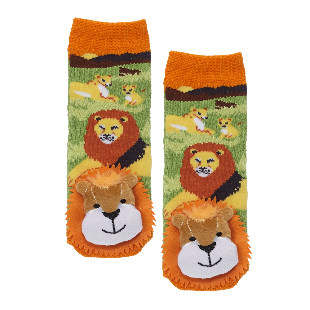 Messy Moose Socks, Lion, 6 Pack Baby Orange Messy Moose Socks Slipper Socks