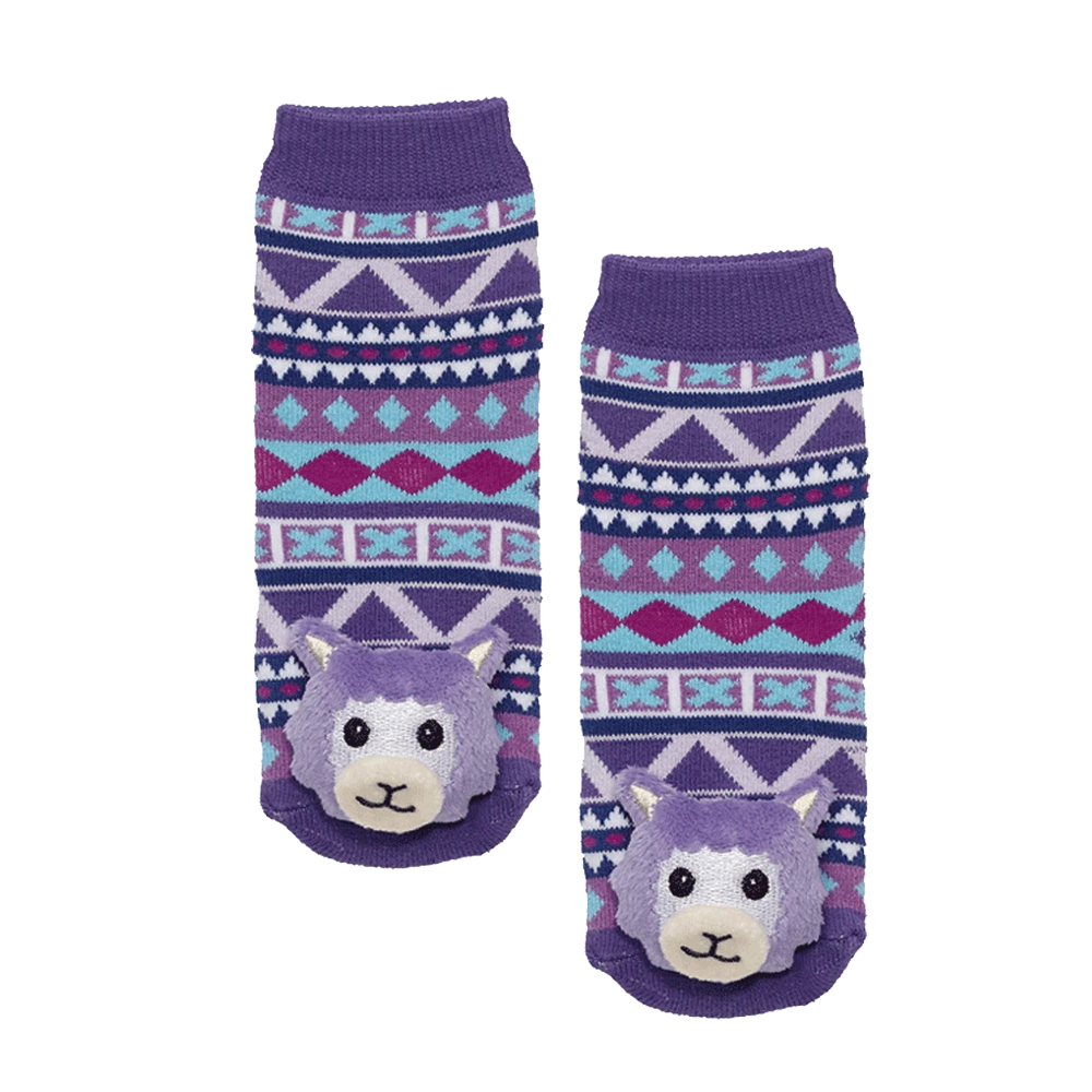 Messy Moose Socks, Llama, 6 Pack Baby Purple Messy Moose Socks Slipper Socks